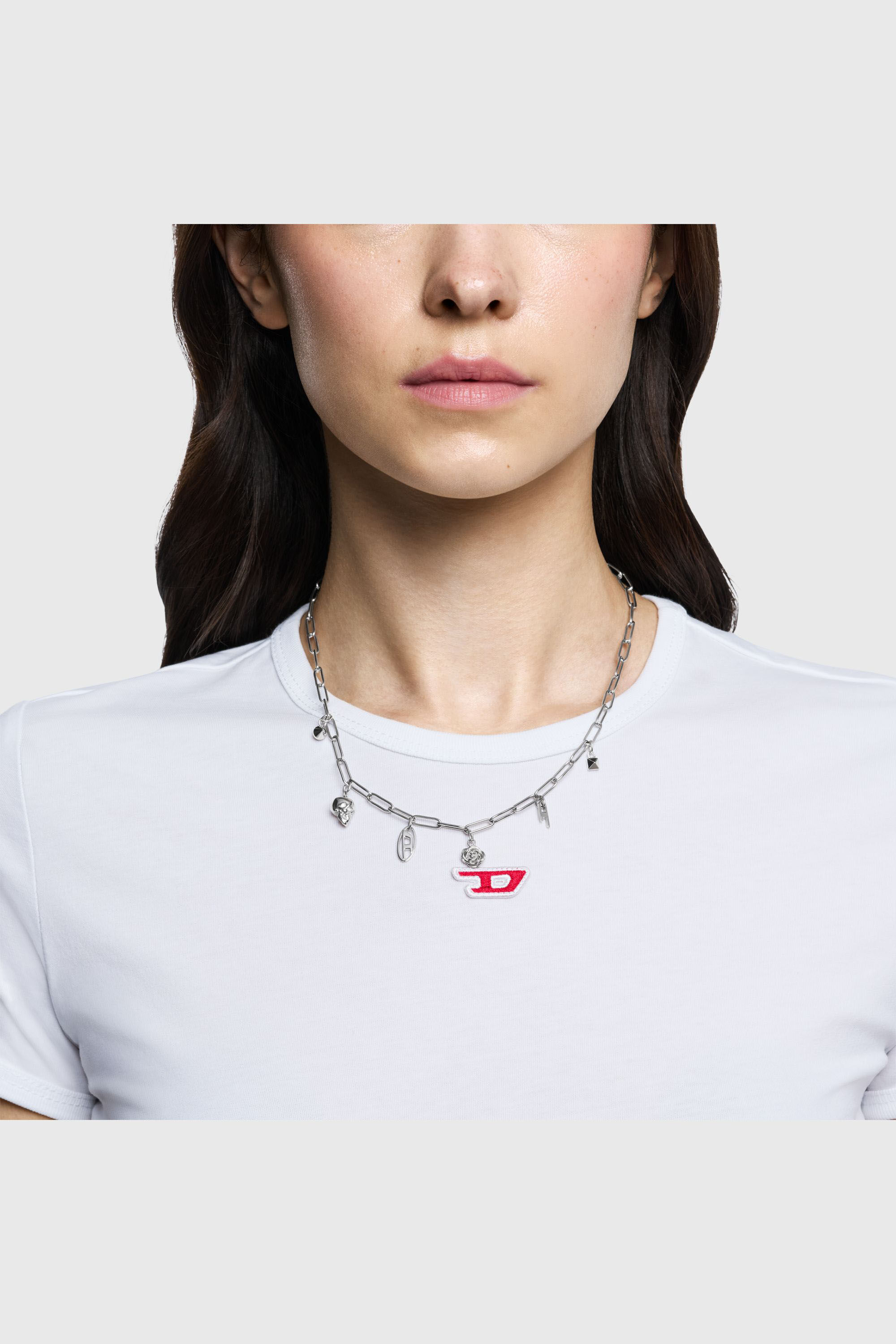 Diesel - DX1605040, Unisex's Stainless Steel Charm Necklace in Silver - 3