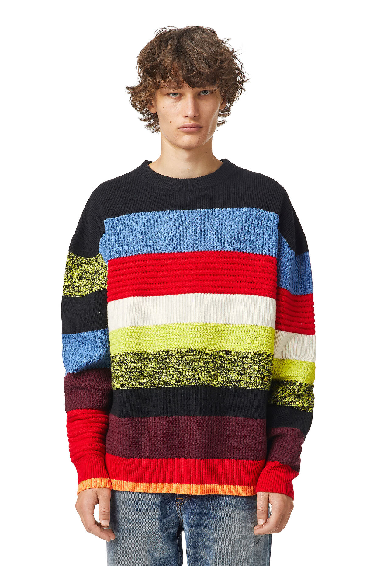 K-GARLAND Man: Striped textured-knit pullover in wool | Diesel