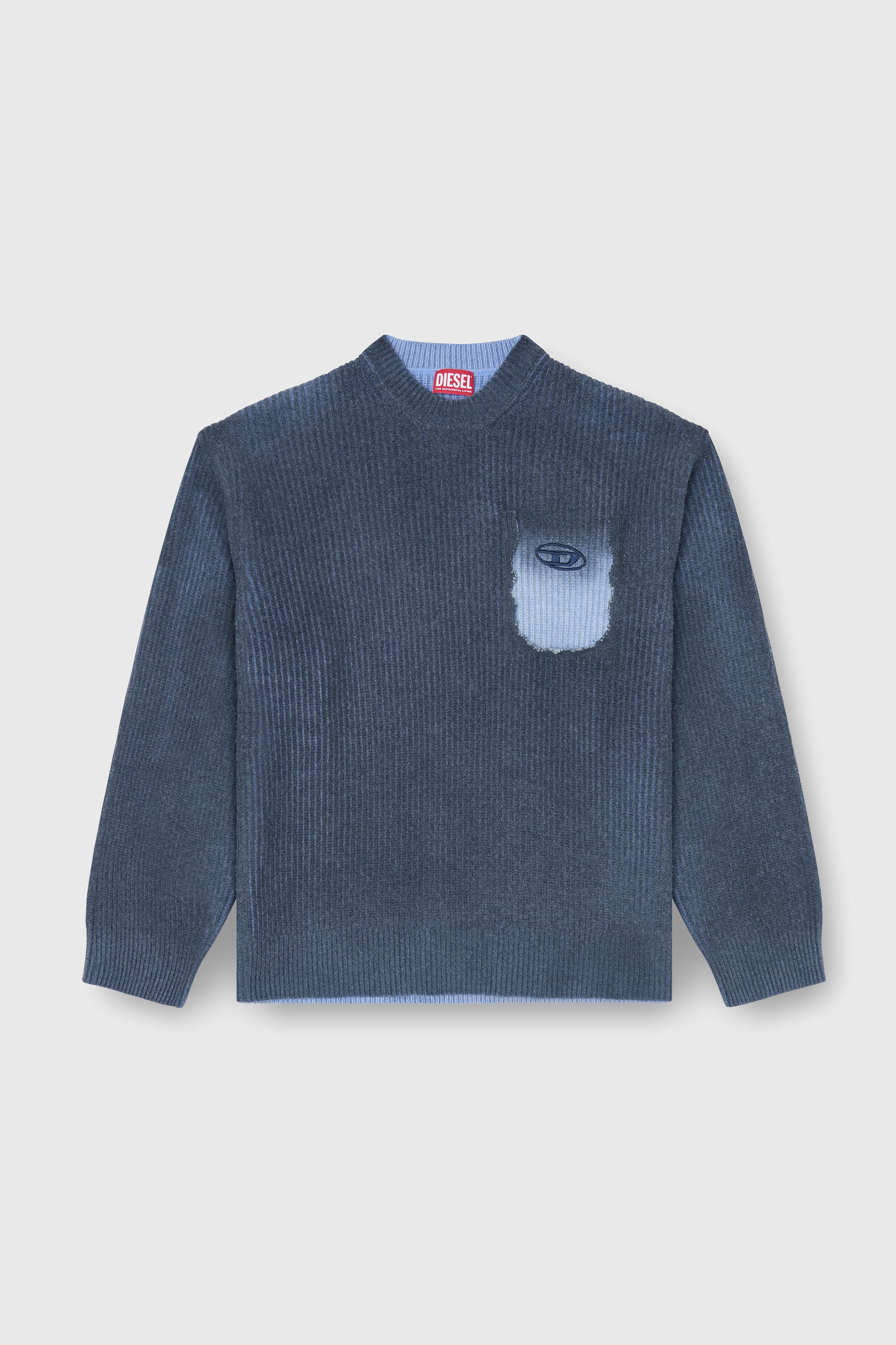 Diesel - K-PICKLER, Man's Wool-blend jumper with mock pocket in Dark Blue - 2