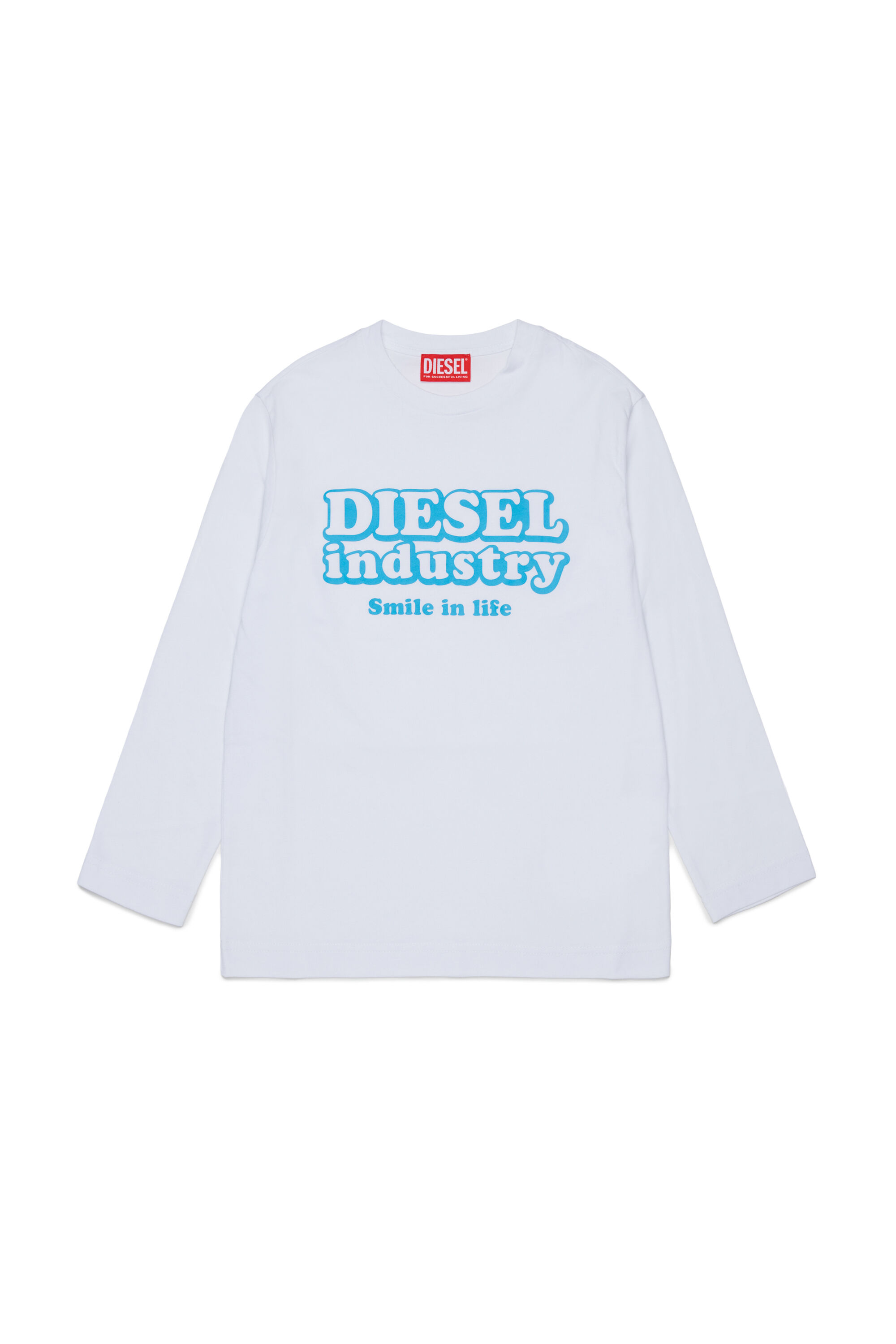 Diesel - TLODIMLS OVER, Man's Long-sleeve T-shirt with Diesel Industry print in White - 1