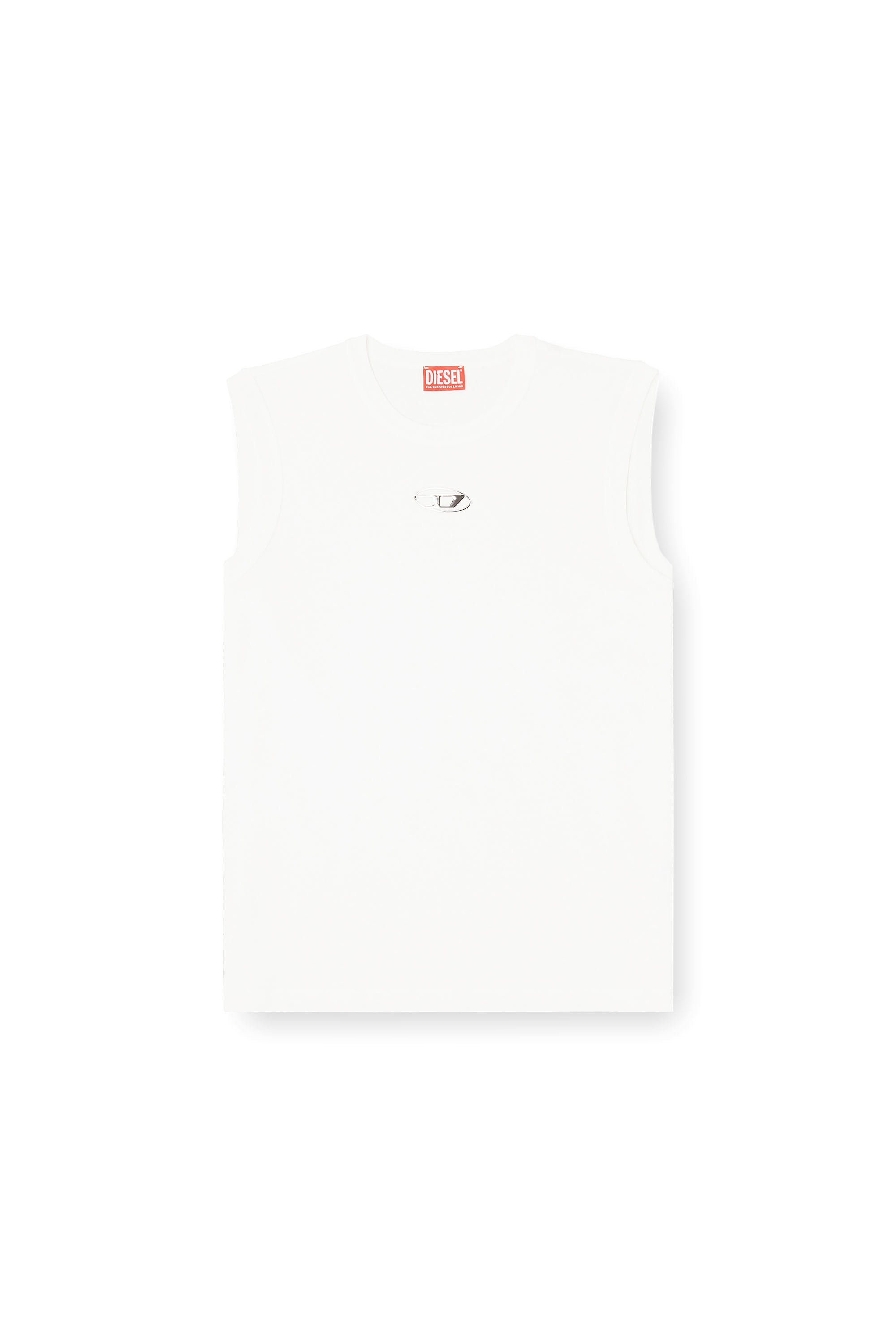 Diesel - T-BISCO-IOD, Man's Cotton tank top with metallic Oval D in White - 2