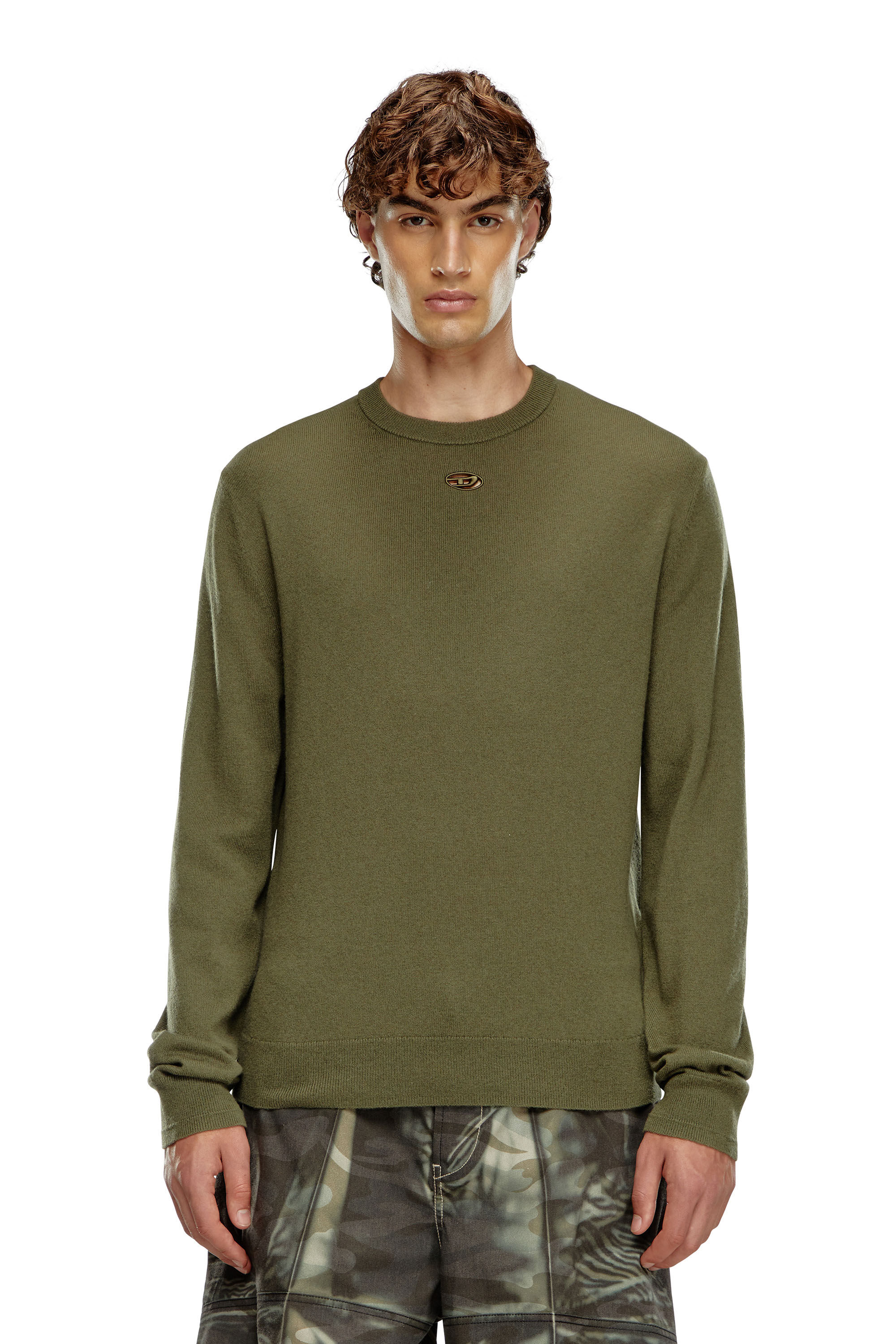 Diesel - K-VIERI, Man's Wool and cashmere jumper in Dark Green - 3