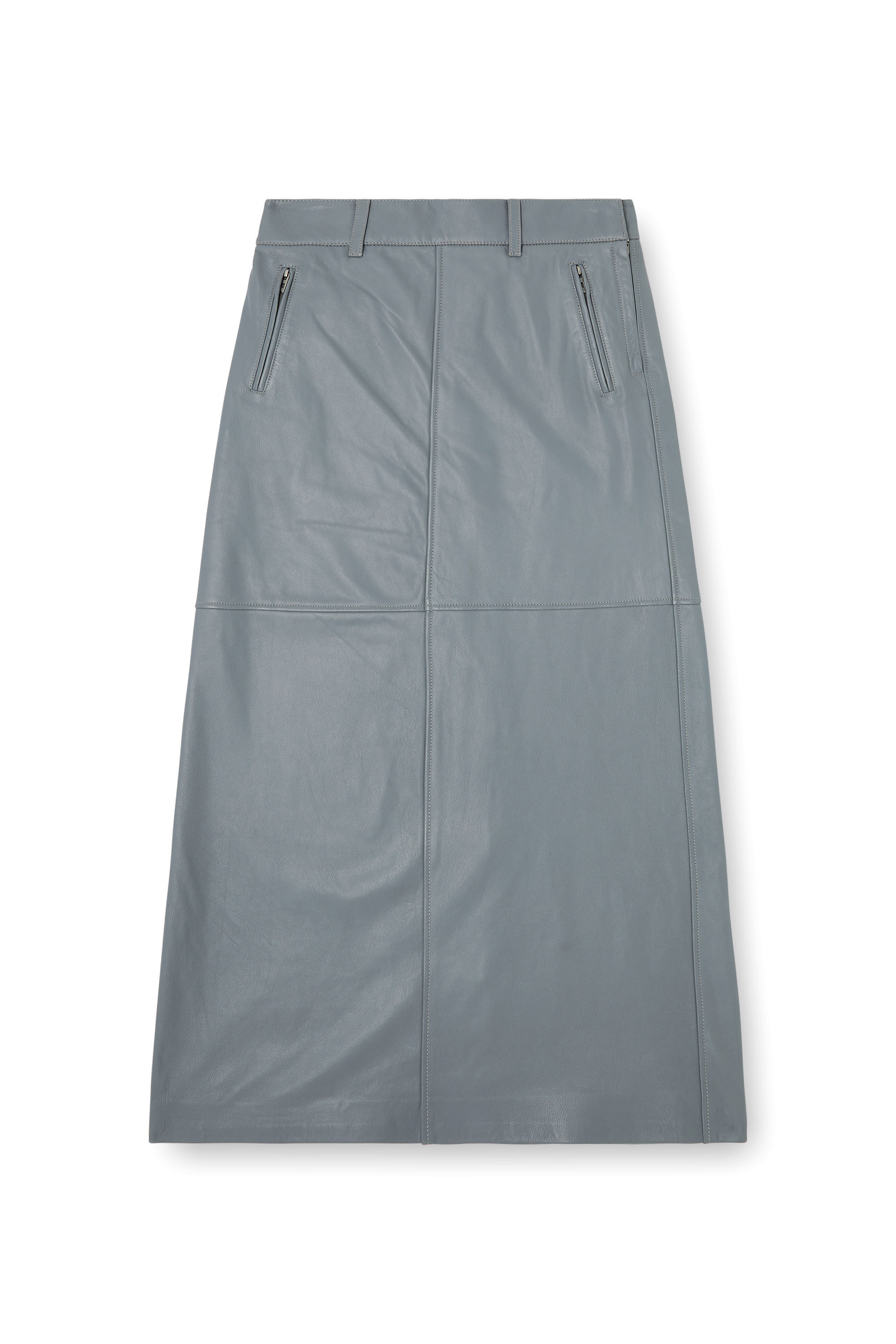 Diesel - L-UCY, Woman's Long leather skirt in Grey - 2