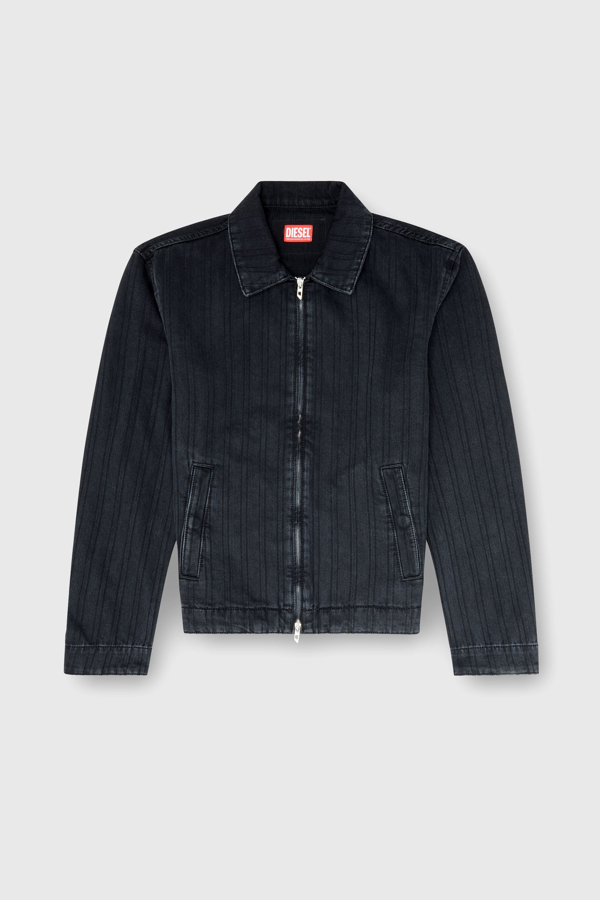 Diesel - D-ROHE, Man's Jacket in pinstripe denim in Black - 2