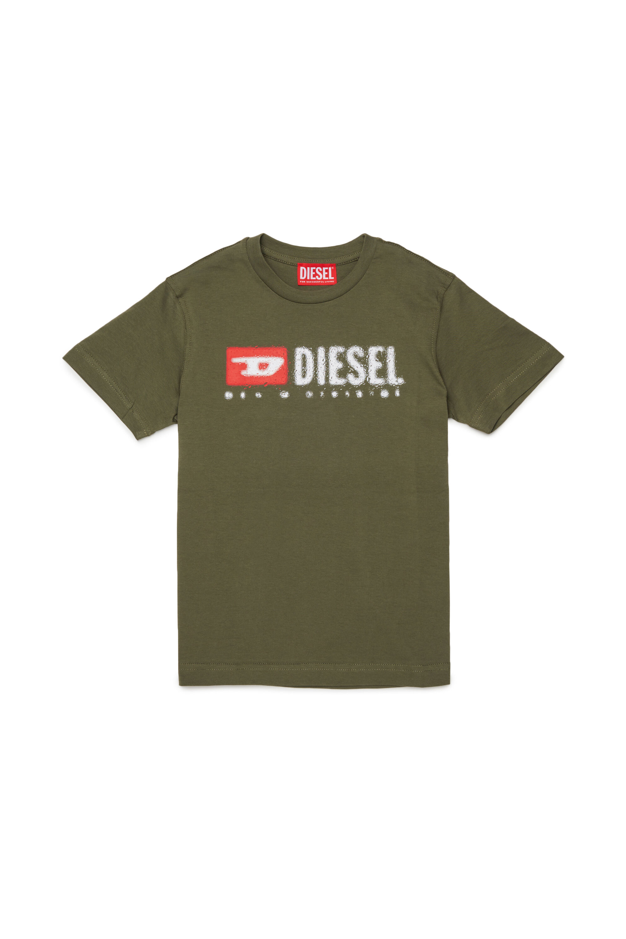 Diesel - TADJUSTK14, Man's Cotton T-shirt with printed logo in Military Green - 1
