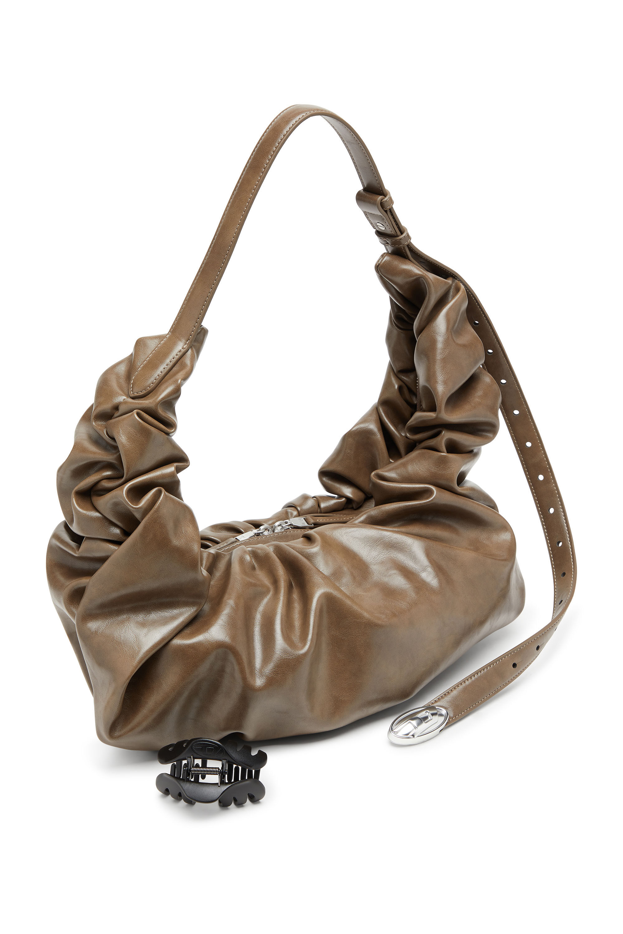 Diesel - GRAB-D HOBO L, Woman's Grab-D L-Large scrunched hobo bag in shiny PU in null - 5