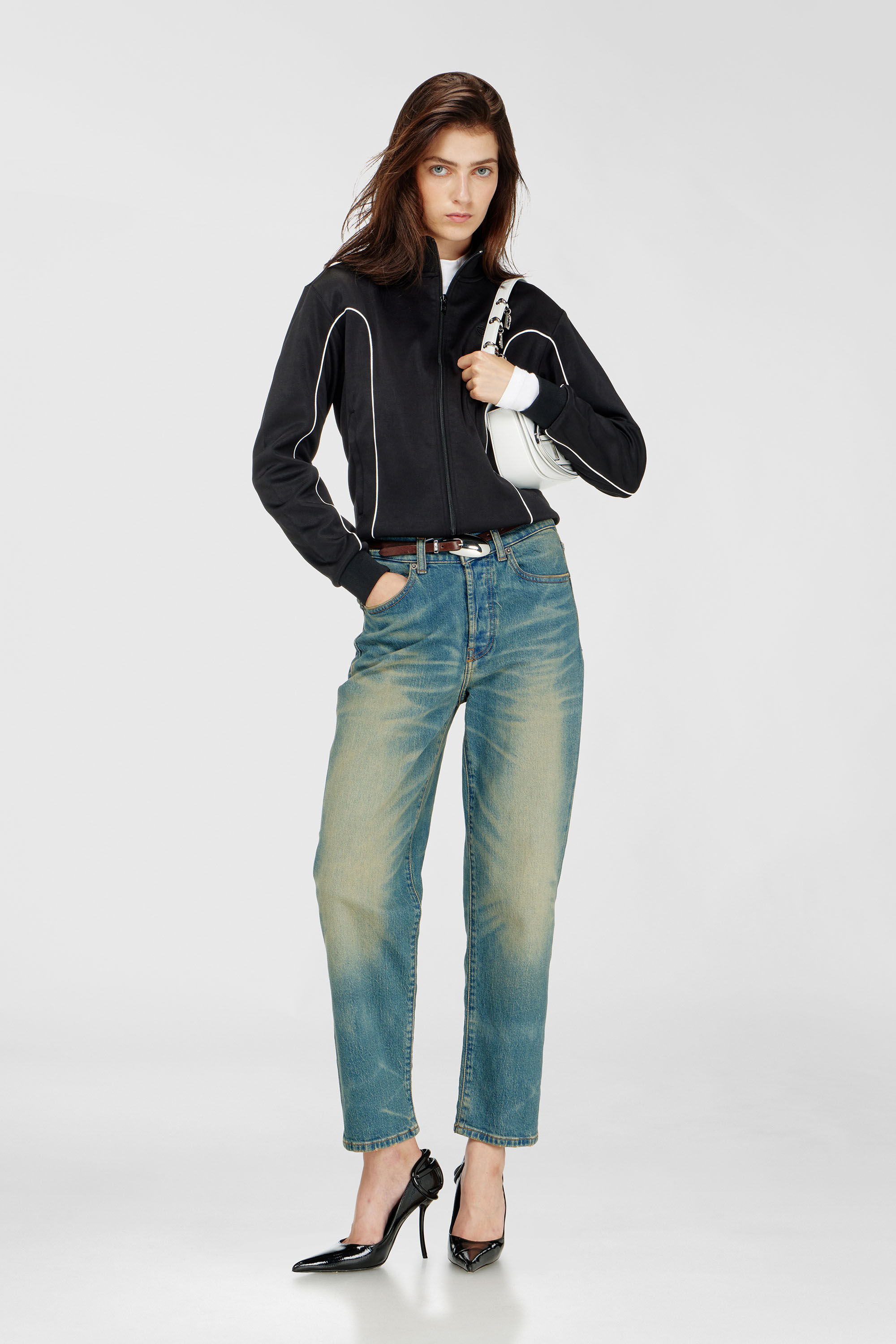 Diesel - 1DR, Woman's 1DR -Iconic shoulder bag in leather with handle charms in White - 1