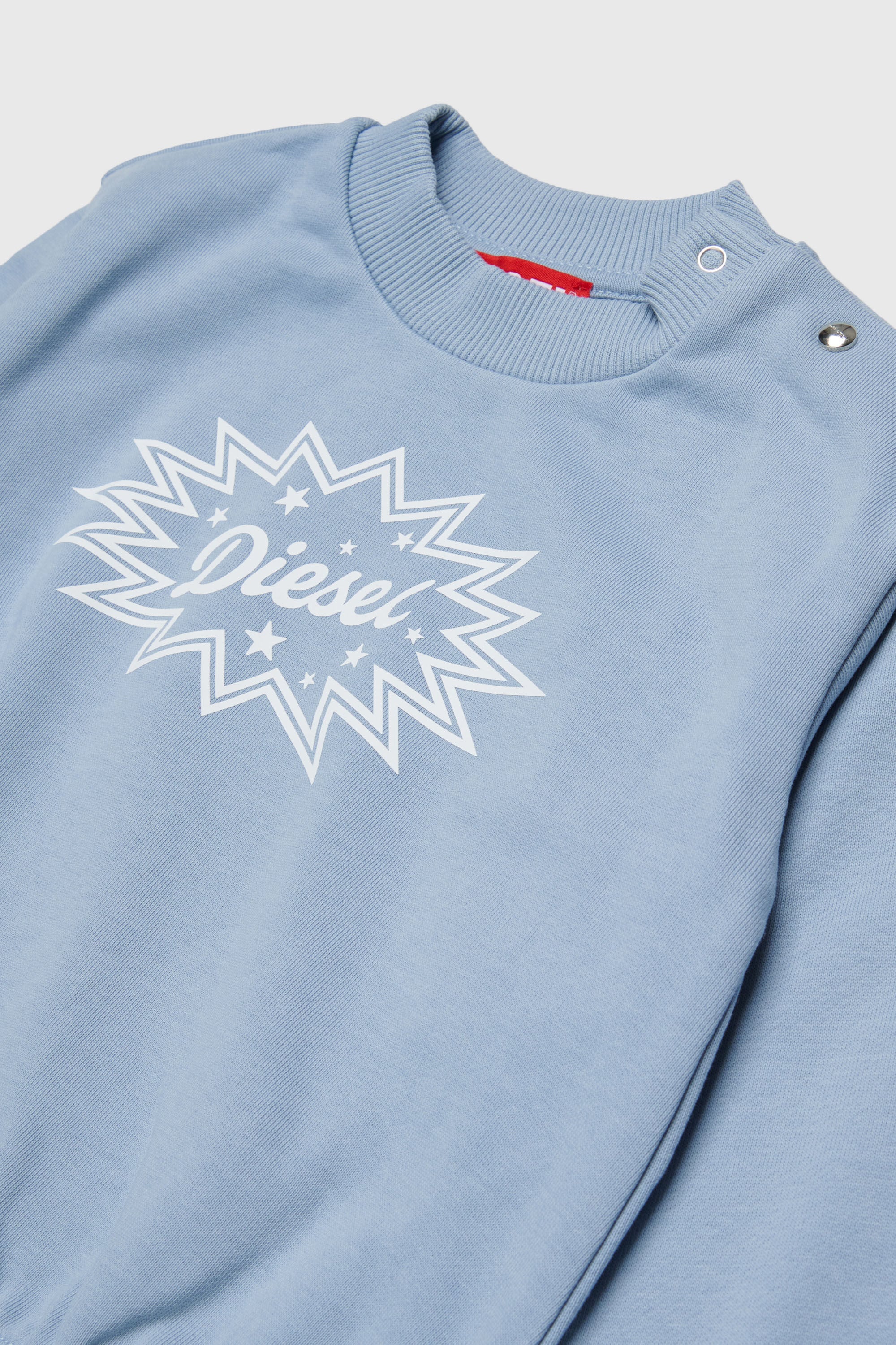 Diesel - SFUMB, Woman's Cotton sweatshirt with starburst logo print in Light Blue - 3