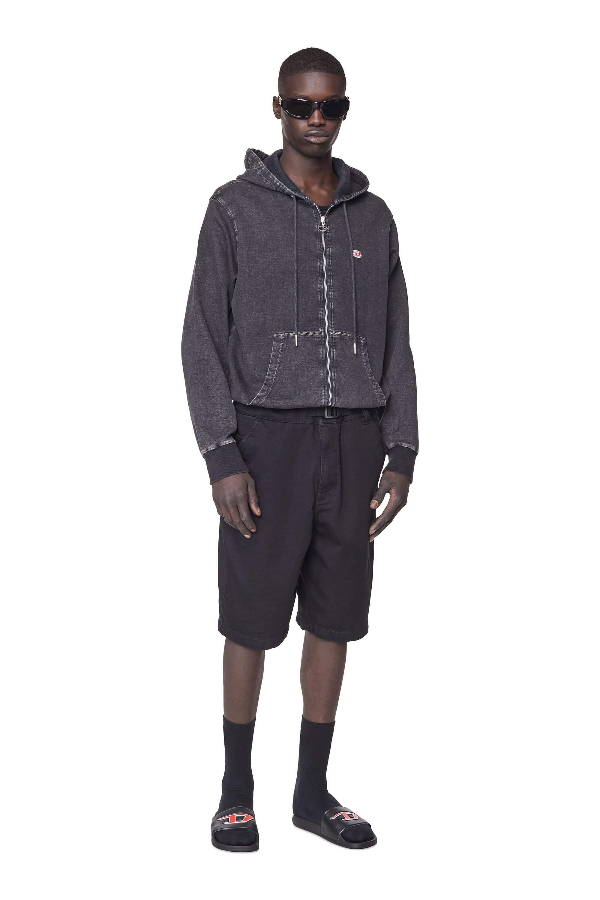 Diesel - D-KROOLEY JOGGJEANS CHINO SHORTS, Man's Chino shorts in JoggJeans® in Black/Dark grey - 1