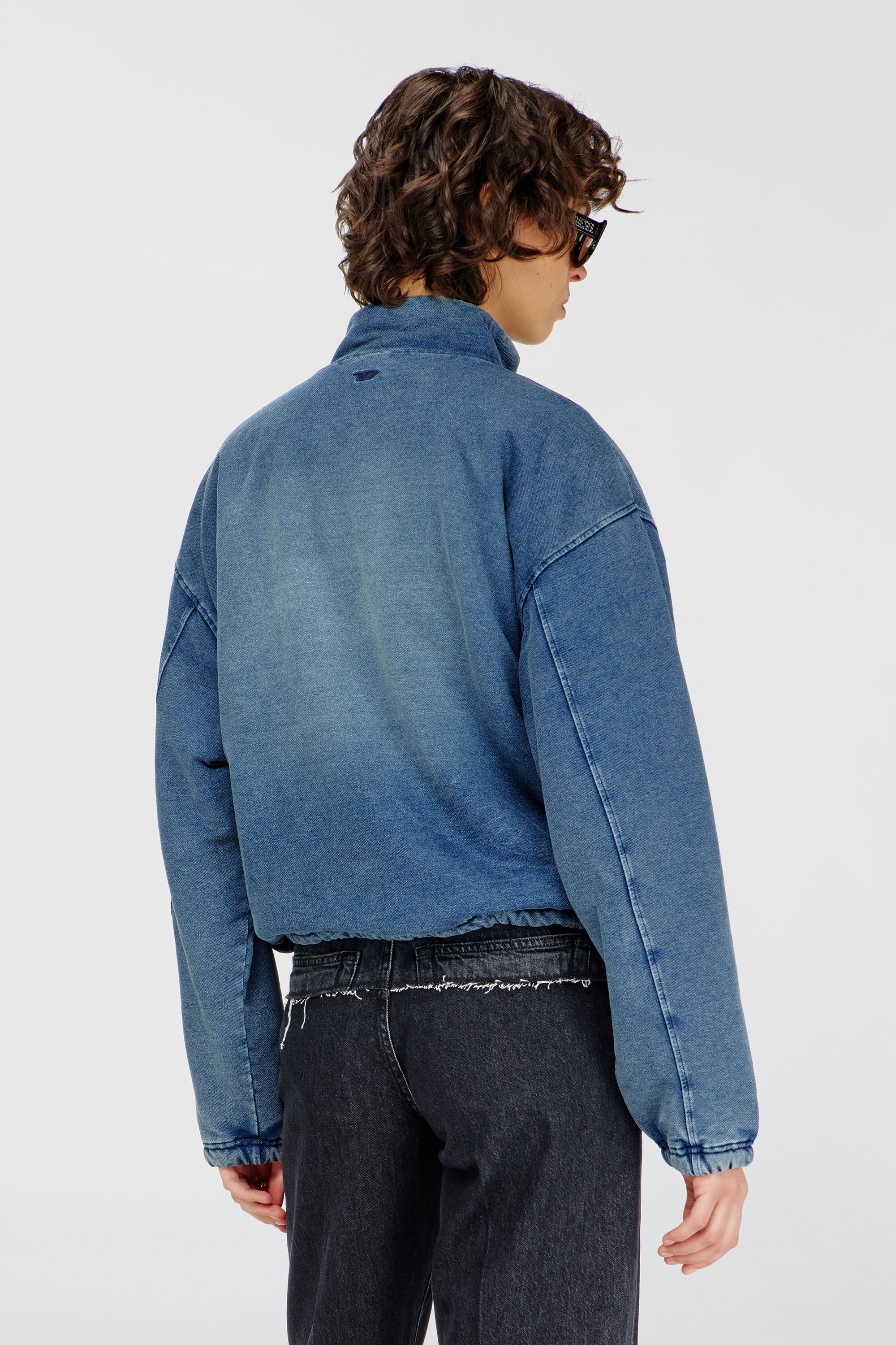 Diesel - G-LEAMY, Woman's Sweat jacket with denim effect in Medium blue - 4