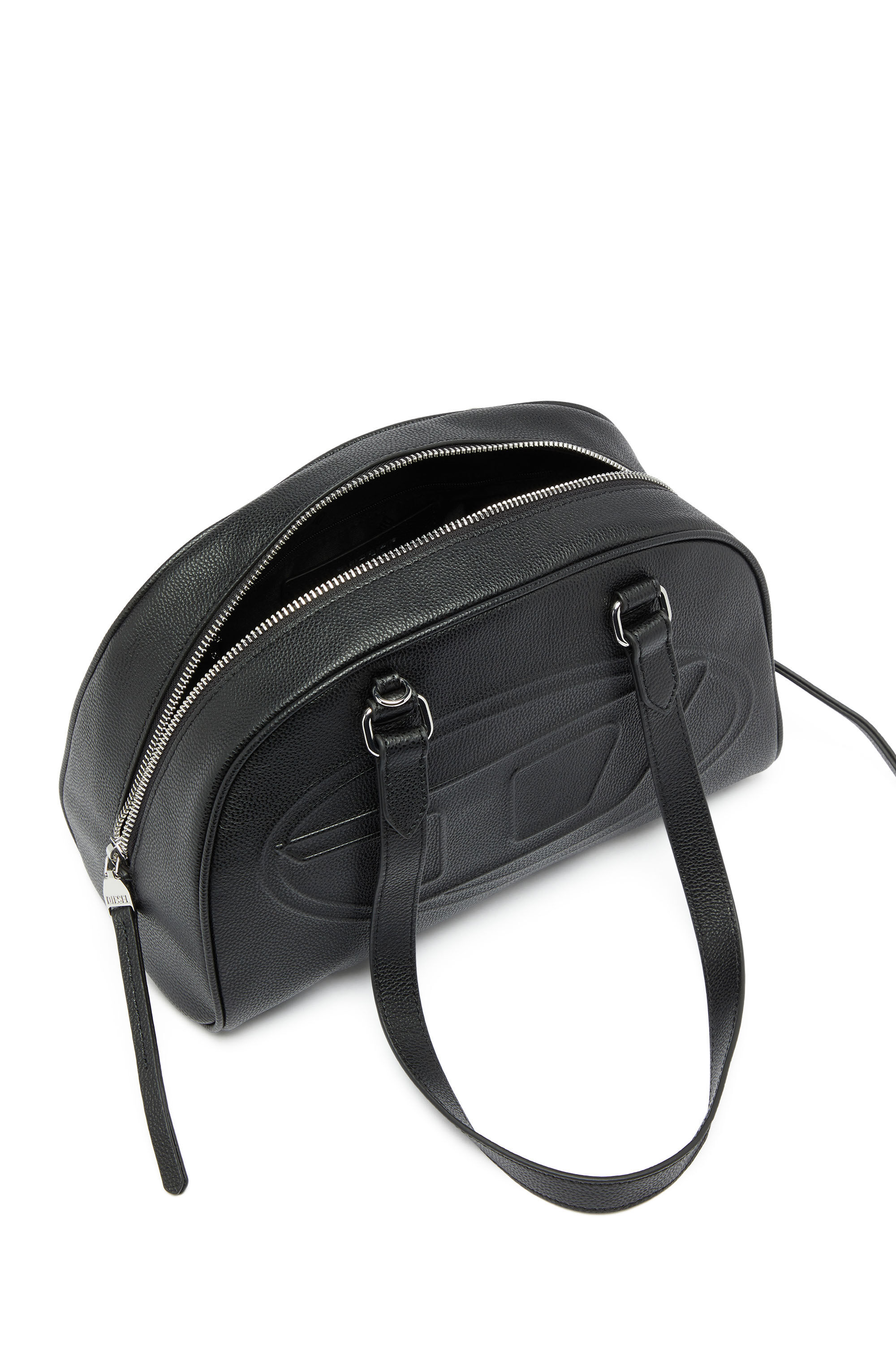 Women's 1DR Dome - Leather Boston bag with embossed logo | Black