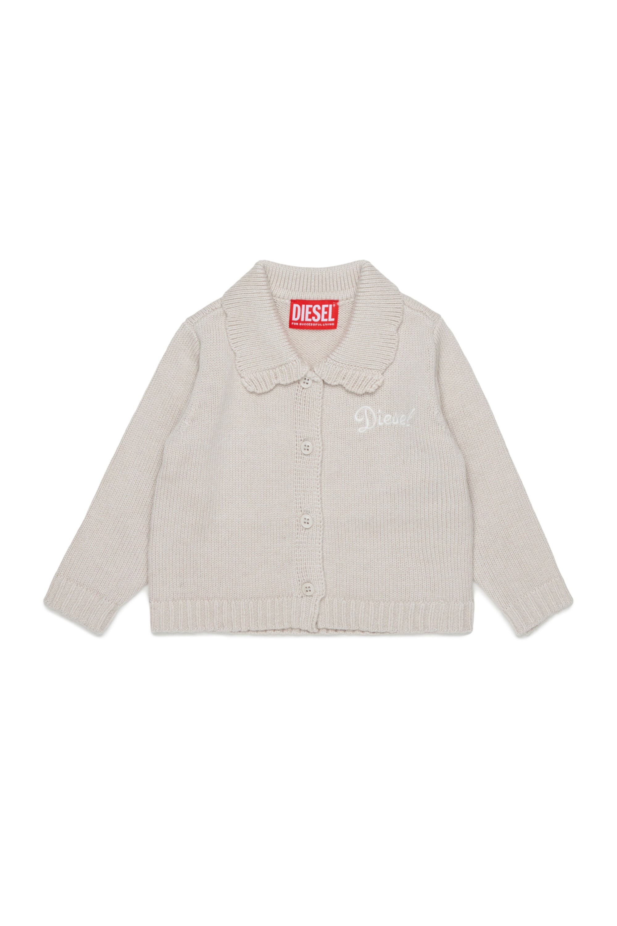 Diesel - KSCALOB, Woman's Cashmere-enriched cardigan with scalloped collar in White - 1