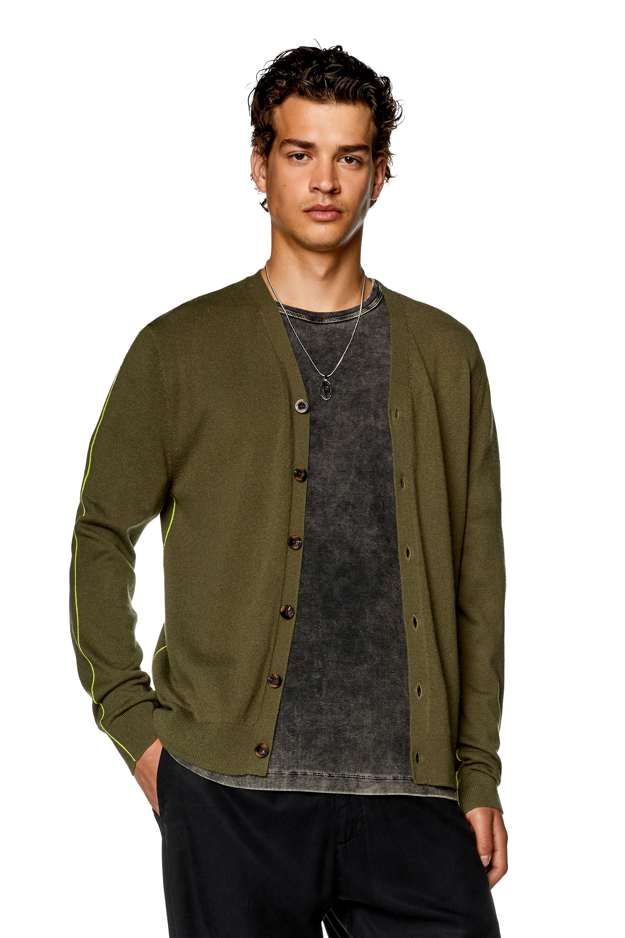 Mens olive green cardigan clearance