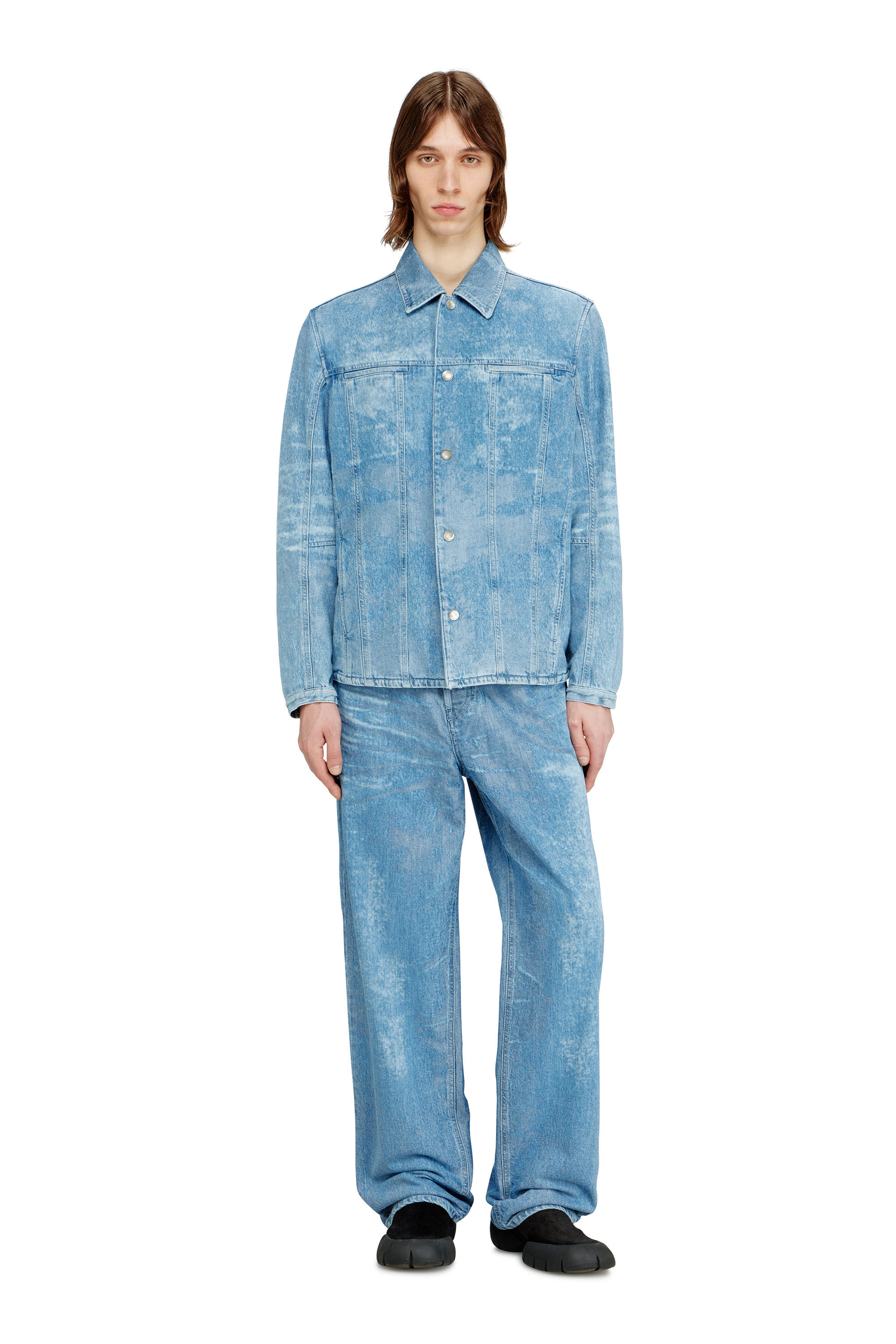 Diesel - D-SERON-FSI, Man's Jacket in satin denim in Light Blue - 1
