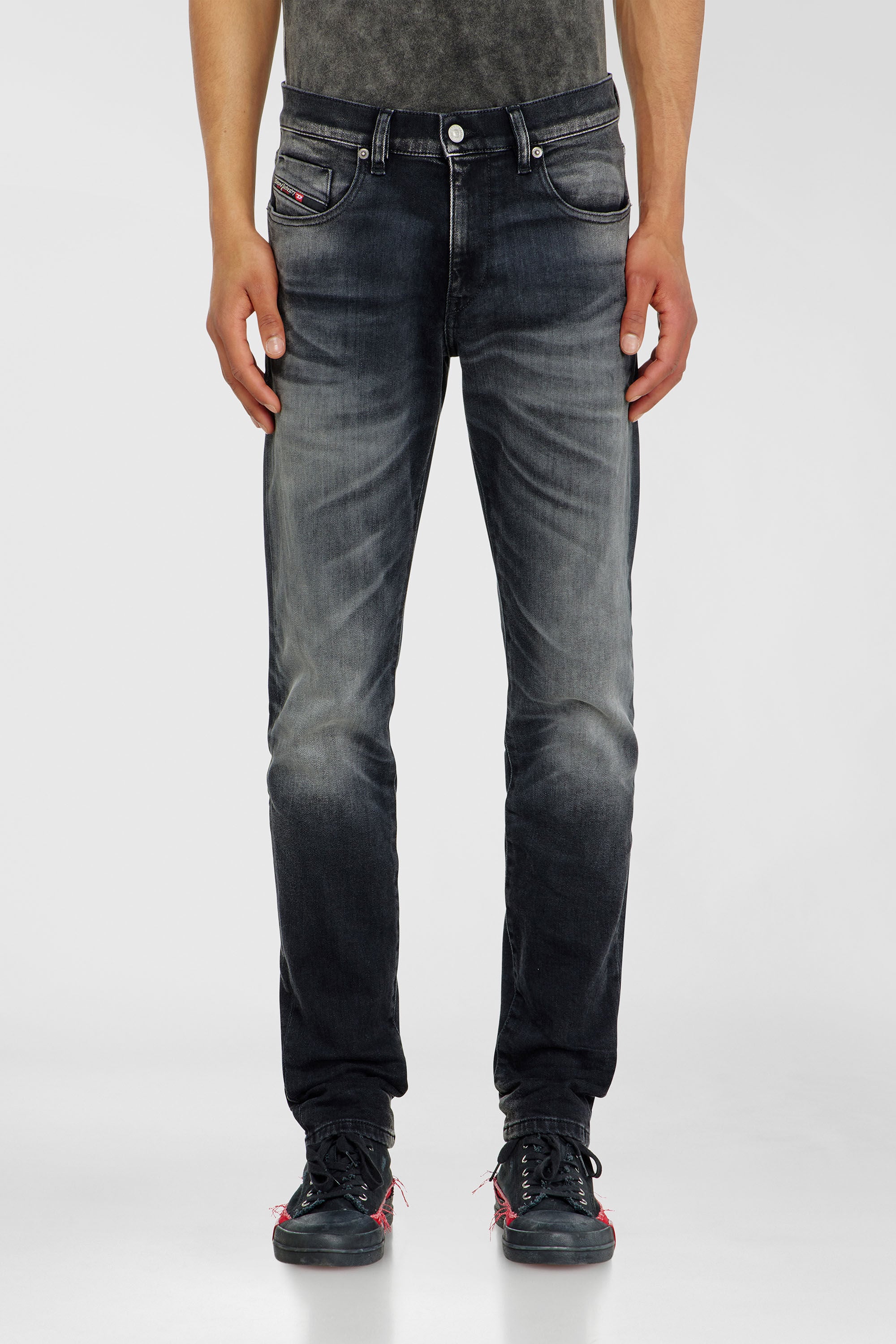 Diesel - Man's Slim Jeans 2019 D-Strukt 09P38, Black/Dark grey - 4