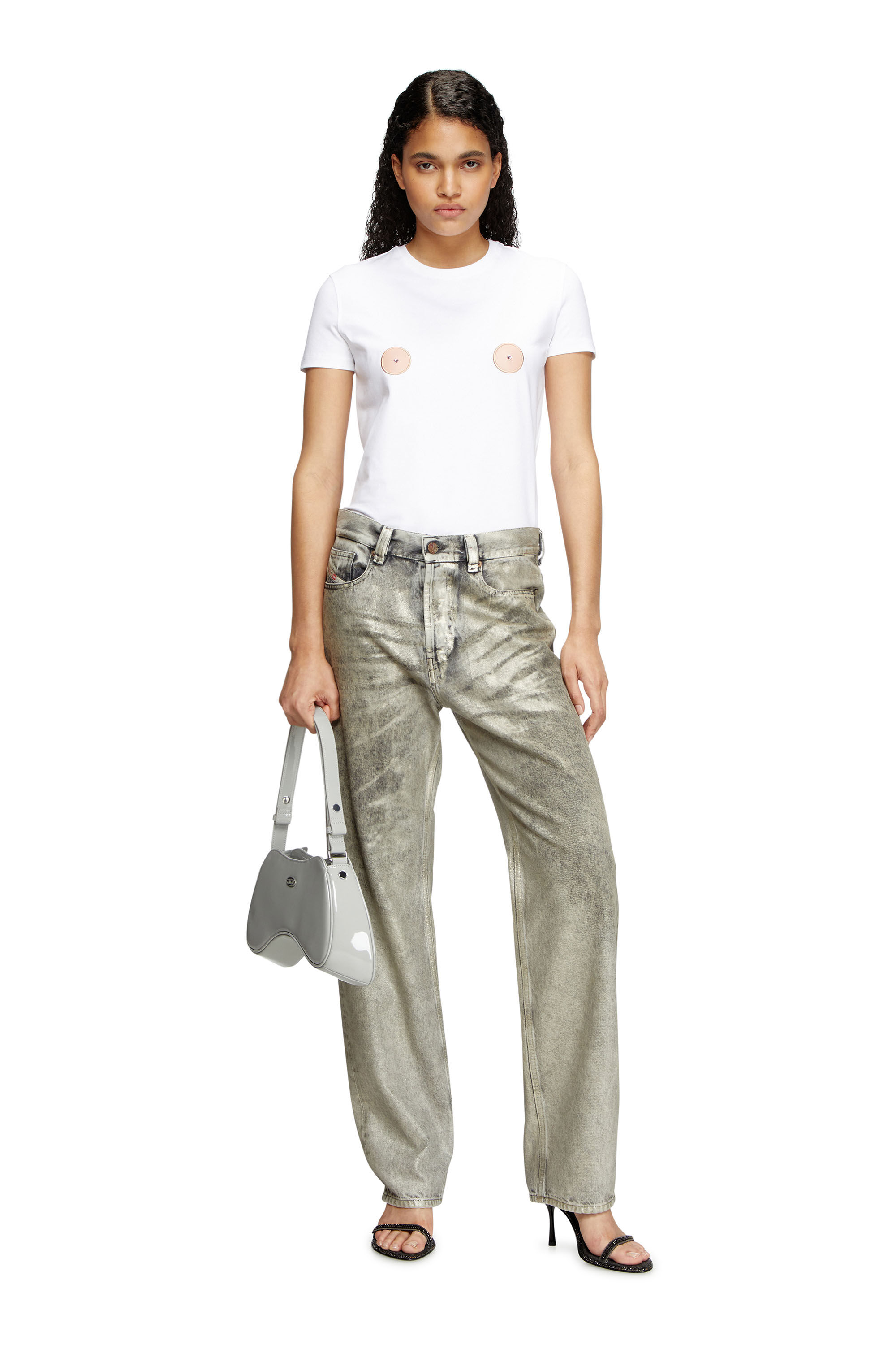 Women's T-shirt with nipple-effect patches | White | Diesel