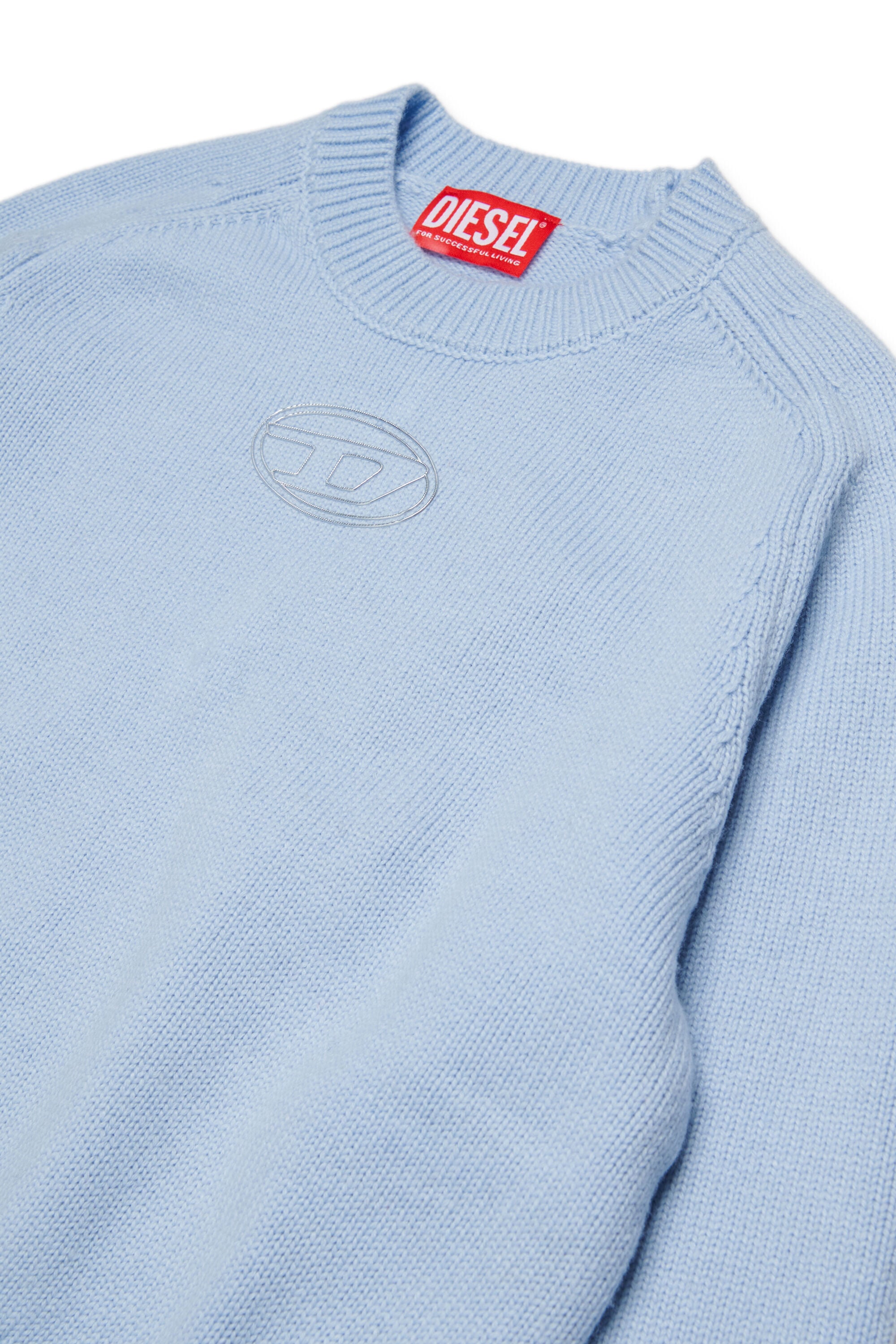 Diesel - KIMLIN, Woman's Cashmere-enriched jumper with Oval D logo in Light Blue - 3