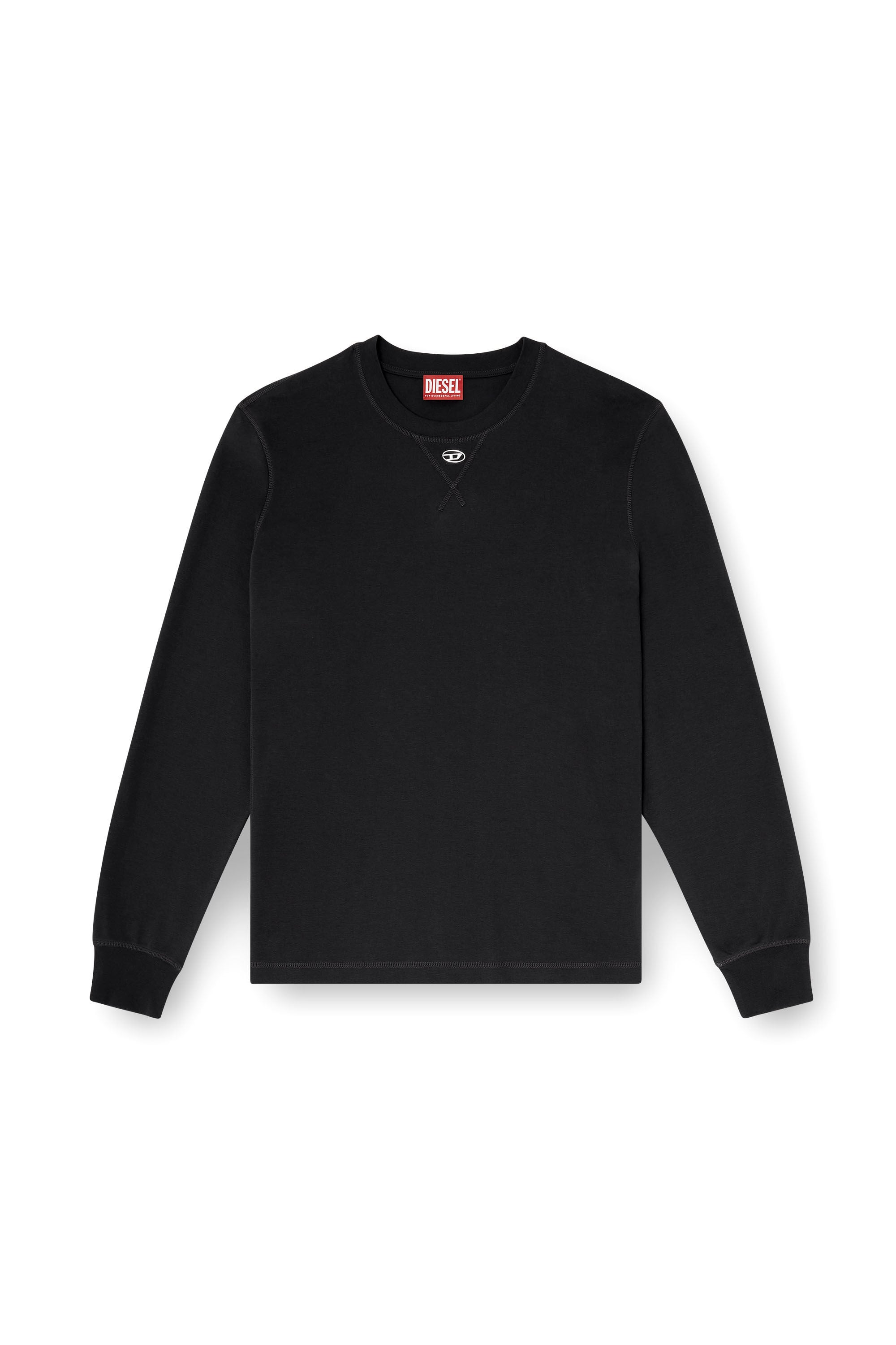 Diesel - T-MADJUST-LS-TR, Man's Cotton long-sleeve T-shirt with Oval D in Dark grey - 2