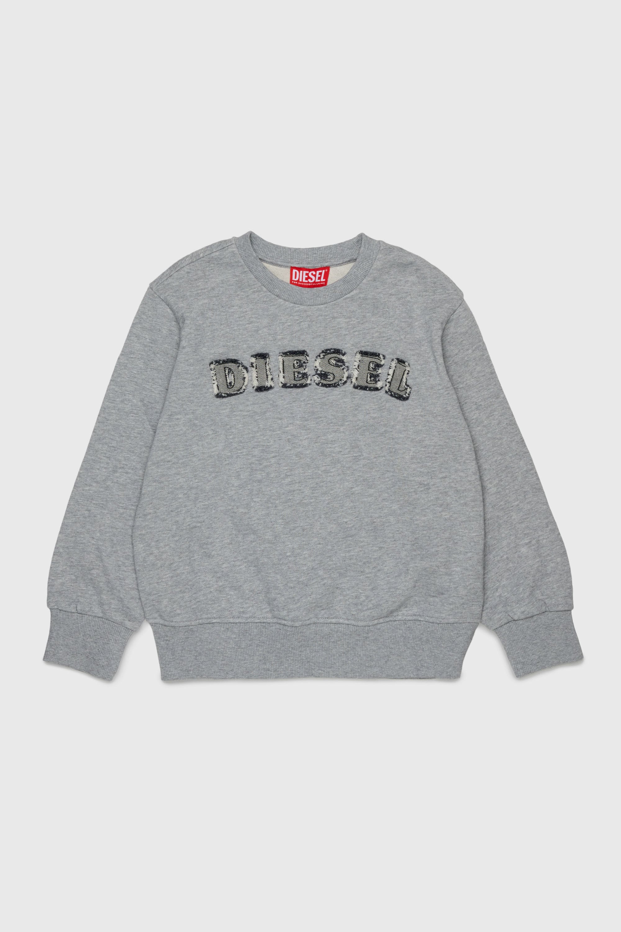 Diesel - SJEANS OVER, Man's Sweatshirt with frayed logo letters in Grey - 1
