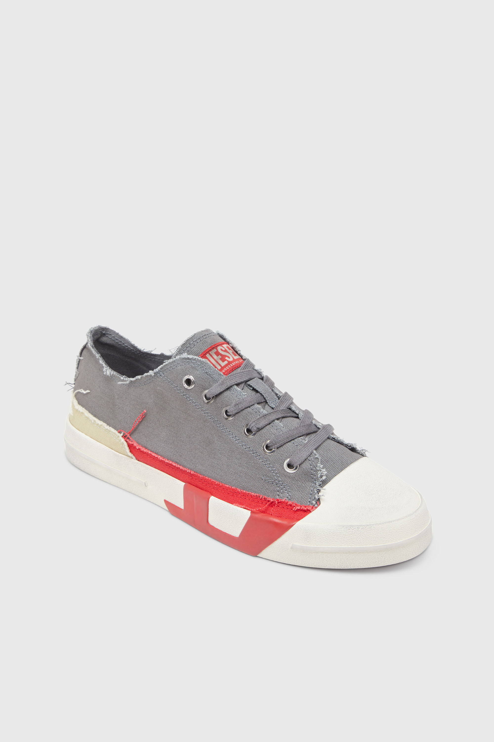 Diesel - S-D-VERSE LOW, Man's S-D-Verse-Dirty-effect canvas sneakers in Grey - 6