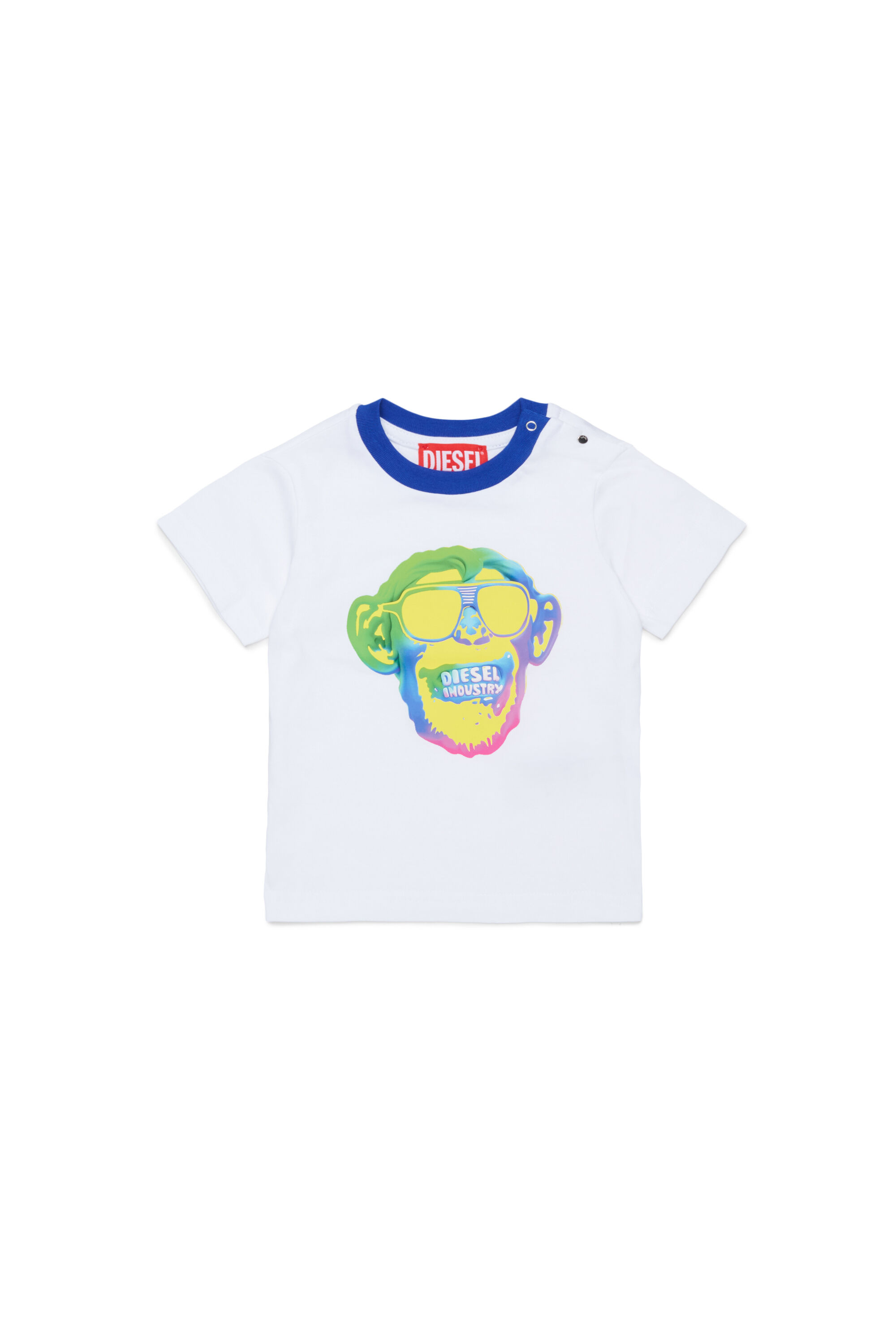 Diesel - TOKEYB, Man's Cotton T-shirt with monkey print in White - 1