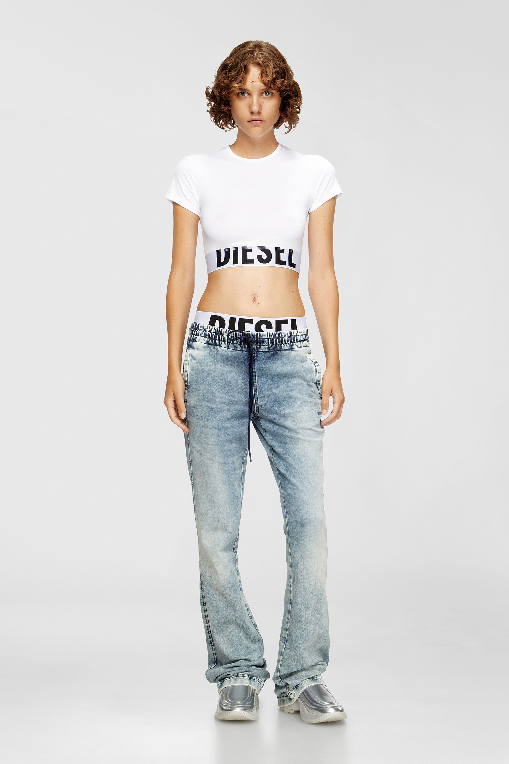Women's Sporty cropped top with logo band | White | Diesel {{Country}}