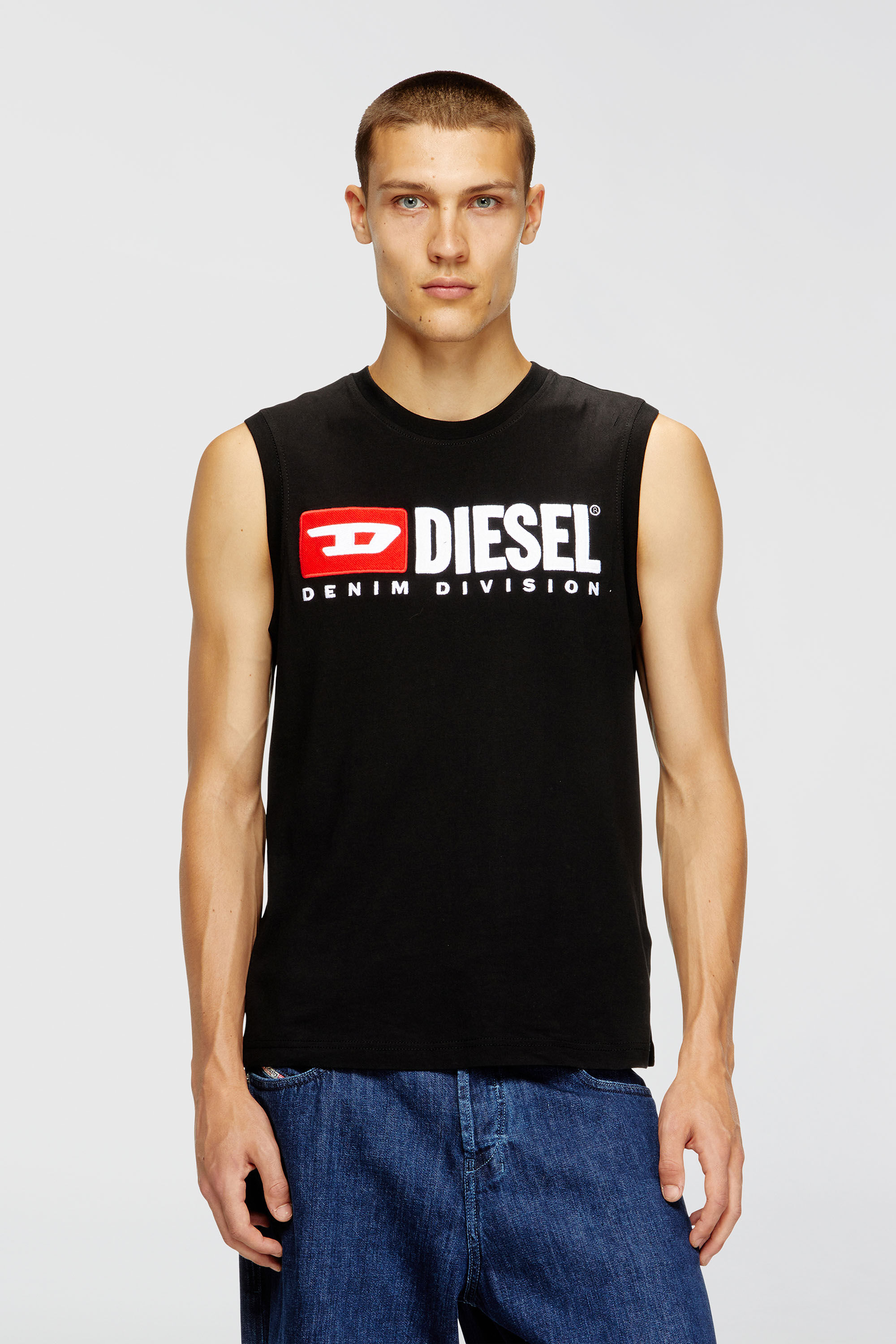 Diesel - T-ISCO-DIV, Man's Tank top with chest logo print in Black - 3