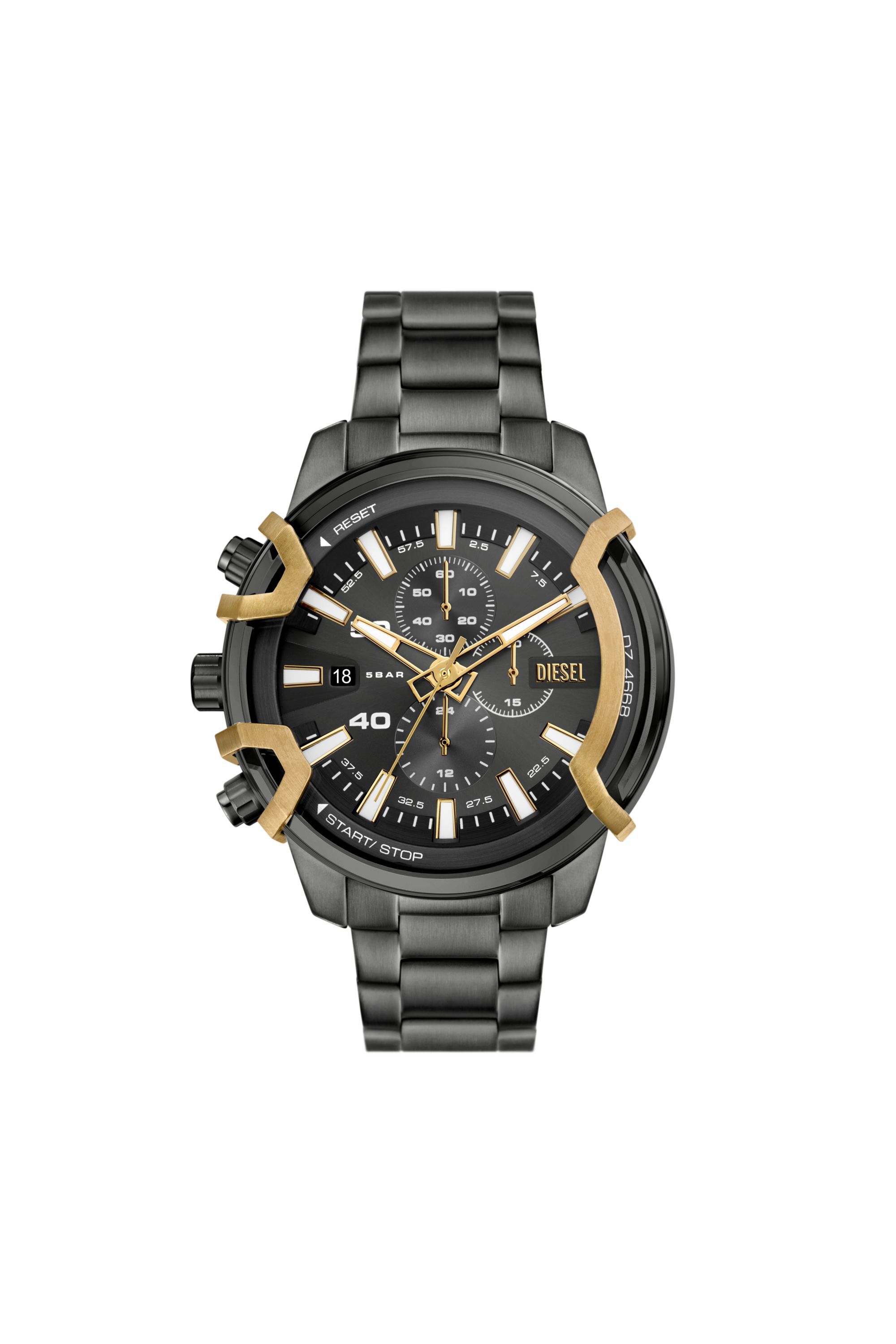 Men s Griffed Two Tone Stainless Steel Watch Grey Diesel