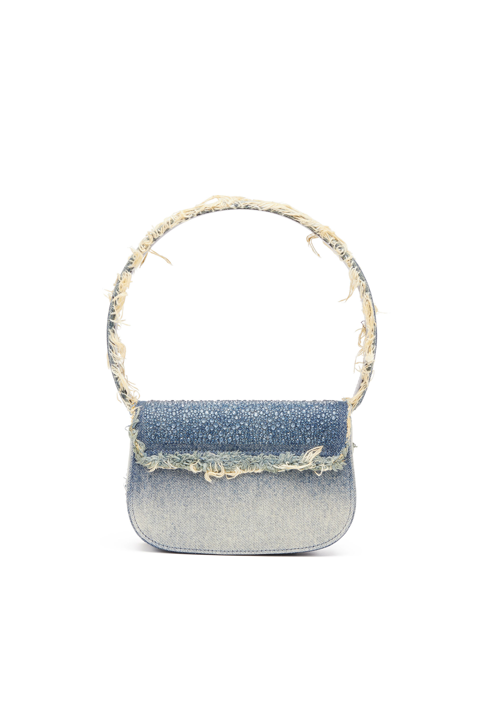 Diesel - 1DR, Woman's 1DR-Iconic shoulder bag in denim and crystals in Blue - 3