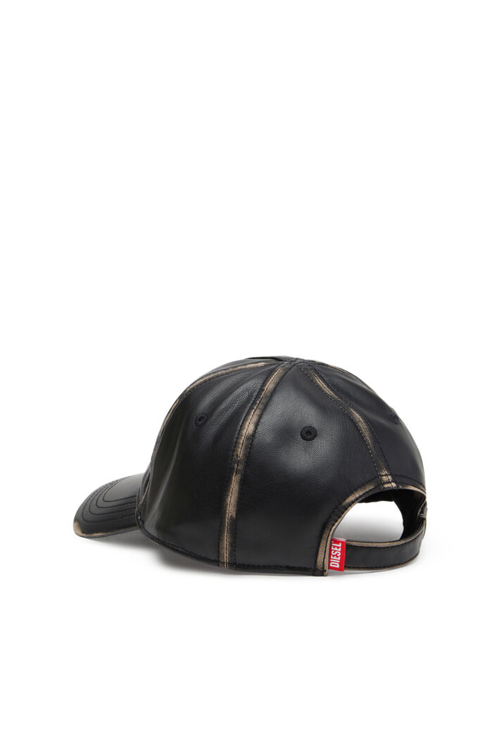 Diesel - C-HEATHER, Man's Baseball cap in faux leather in Black - 2