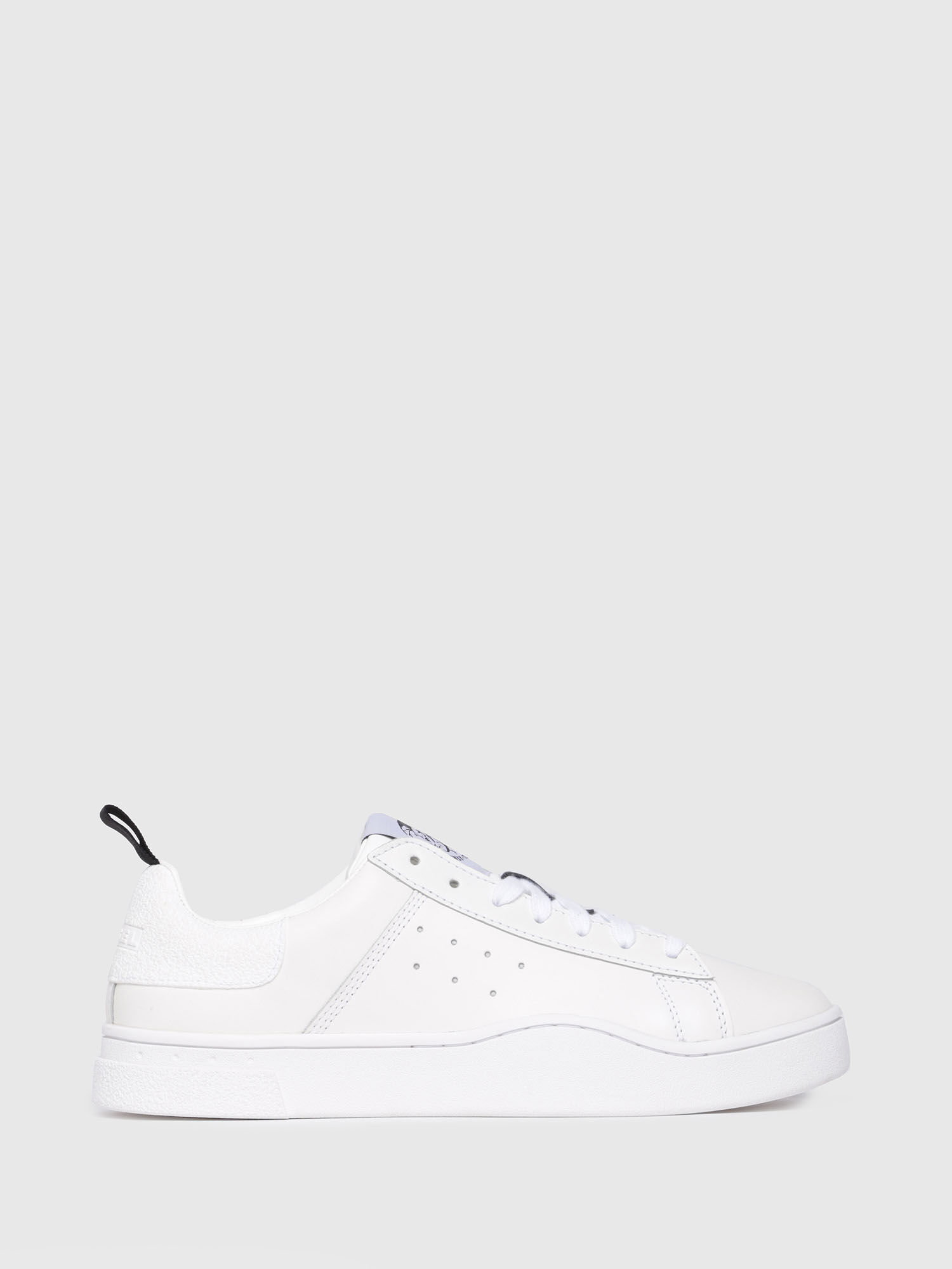 Leather sneakers w/branded pull tab 