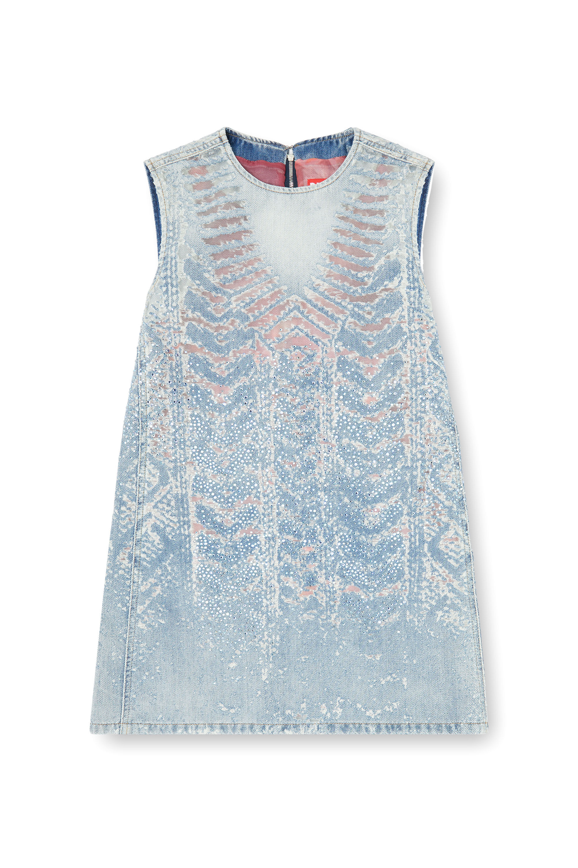 Diesel - DE-MYRELA-S, Woman's Mini dress in microstone devor&eacute; denim in null - 2