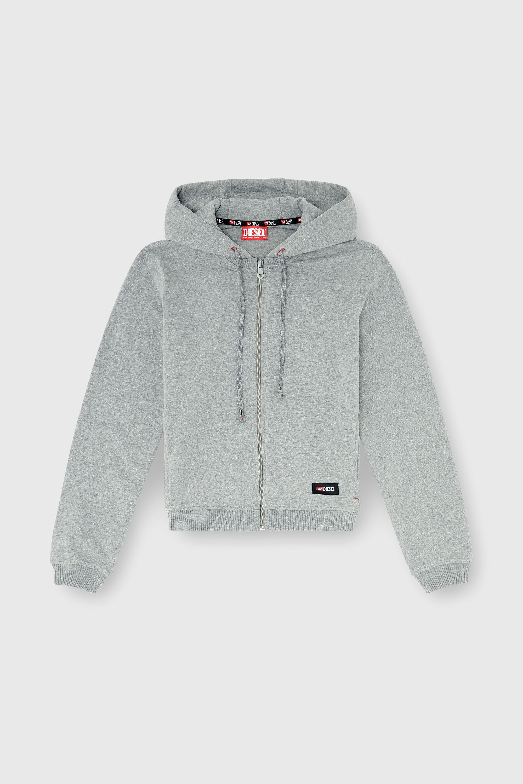 Diesel - HARRIET-D-CORE, Woman's Hoodie in peached cotton blend in Grey - 2