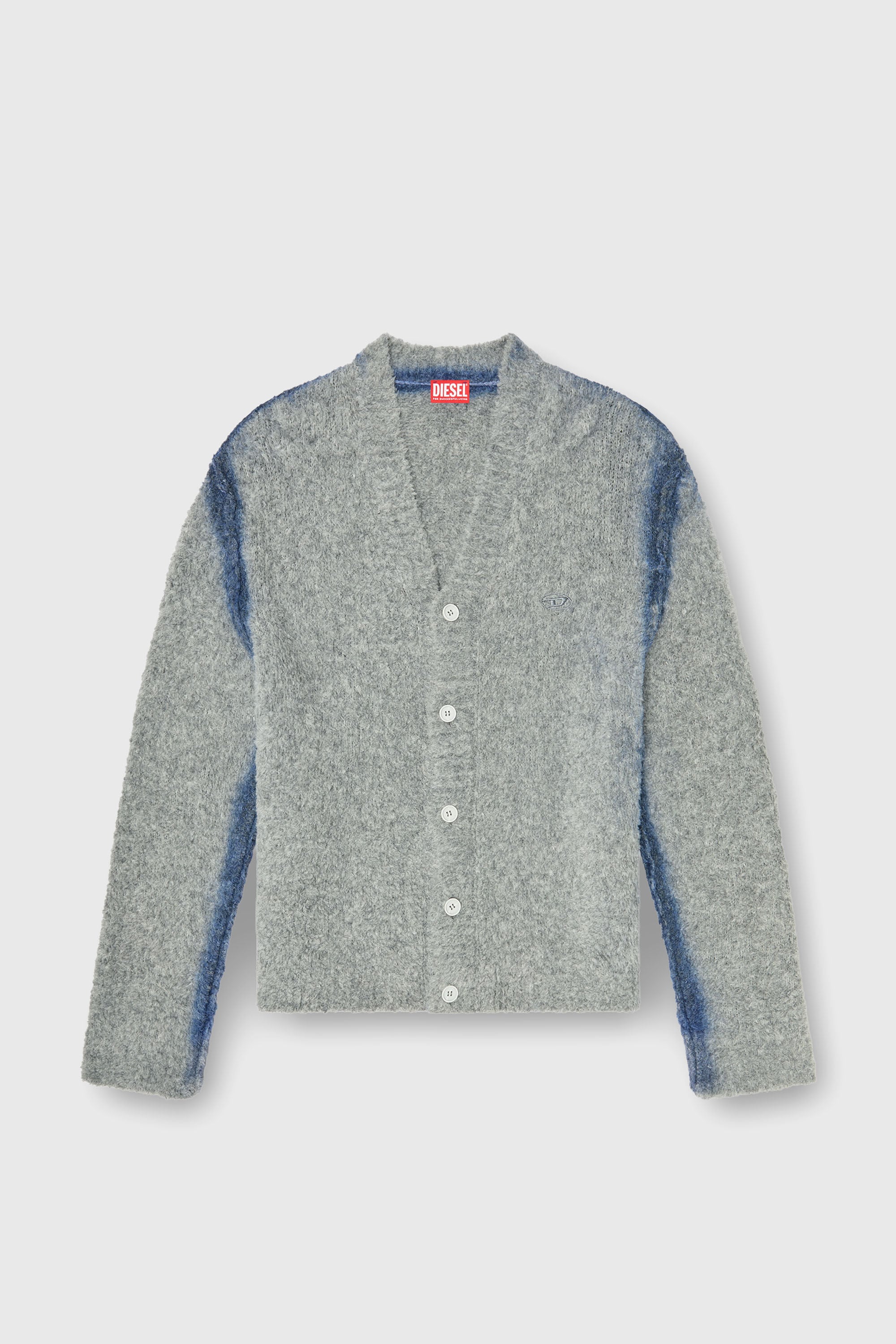 Diesel - K-REMO, Man's Alpaca-blend cardigan with spray-dyed seams in Light Grey - 2