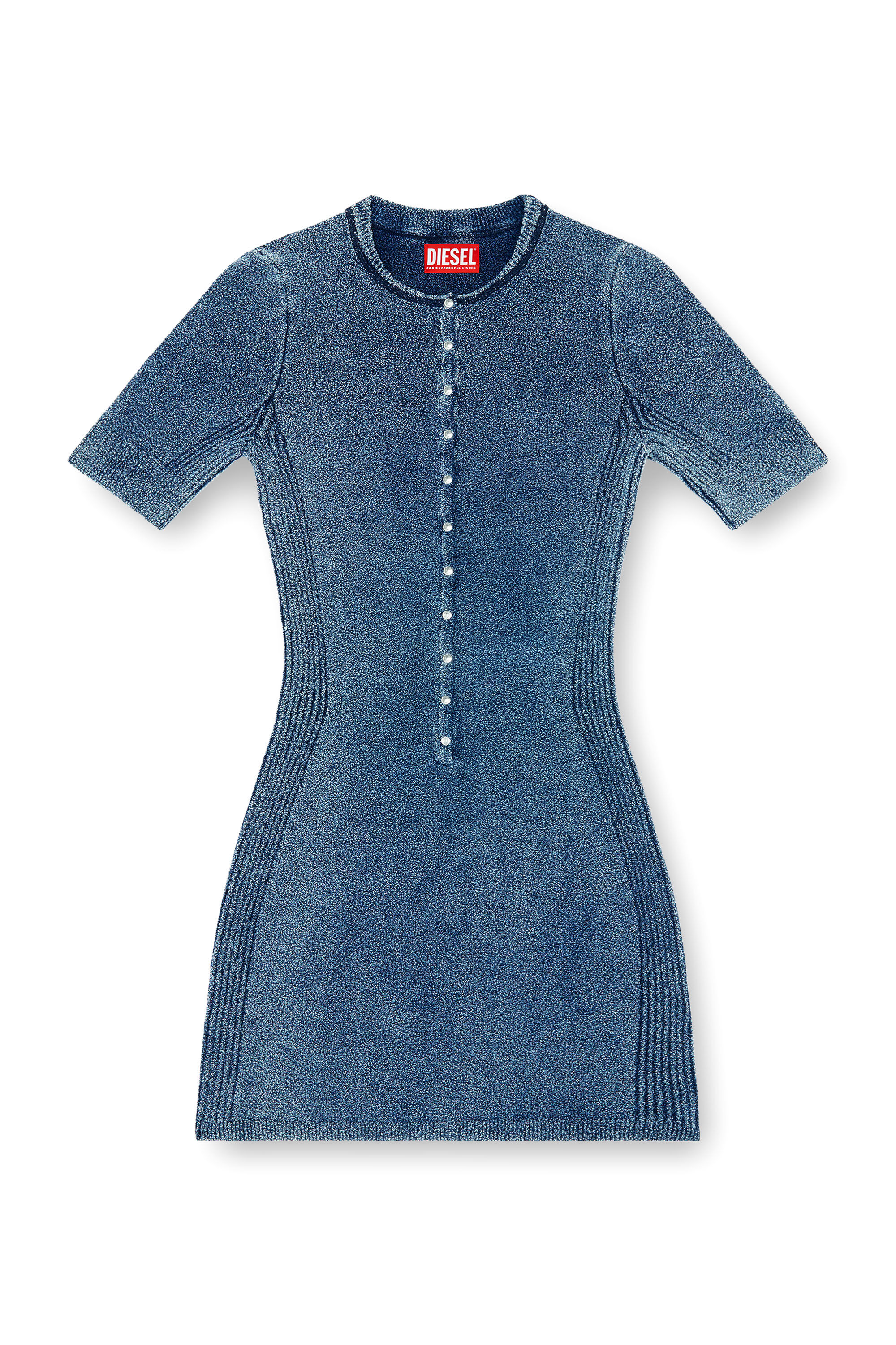 Diesel - M-ESTEE DRESS, Woman's Short dress in indigo boucl&eacute; knit in null - 2