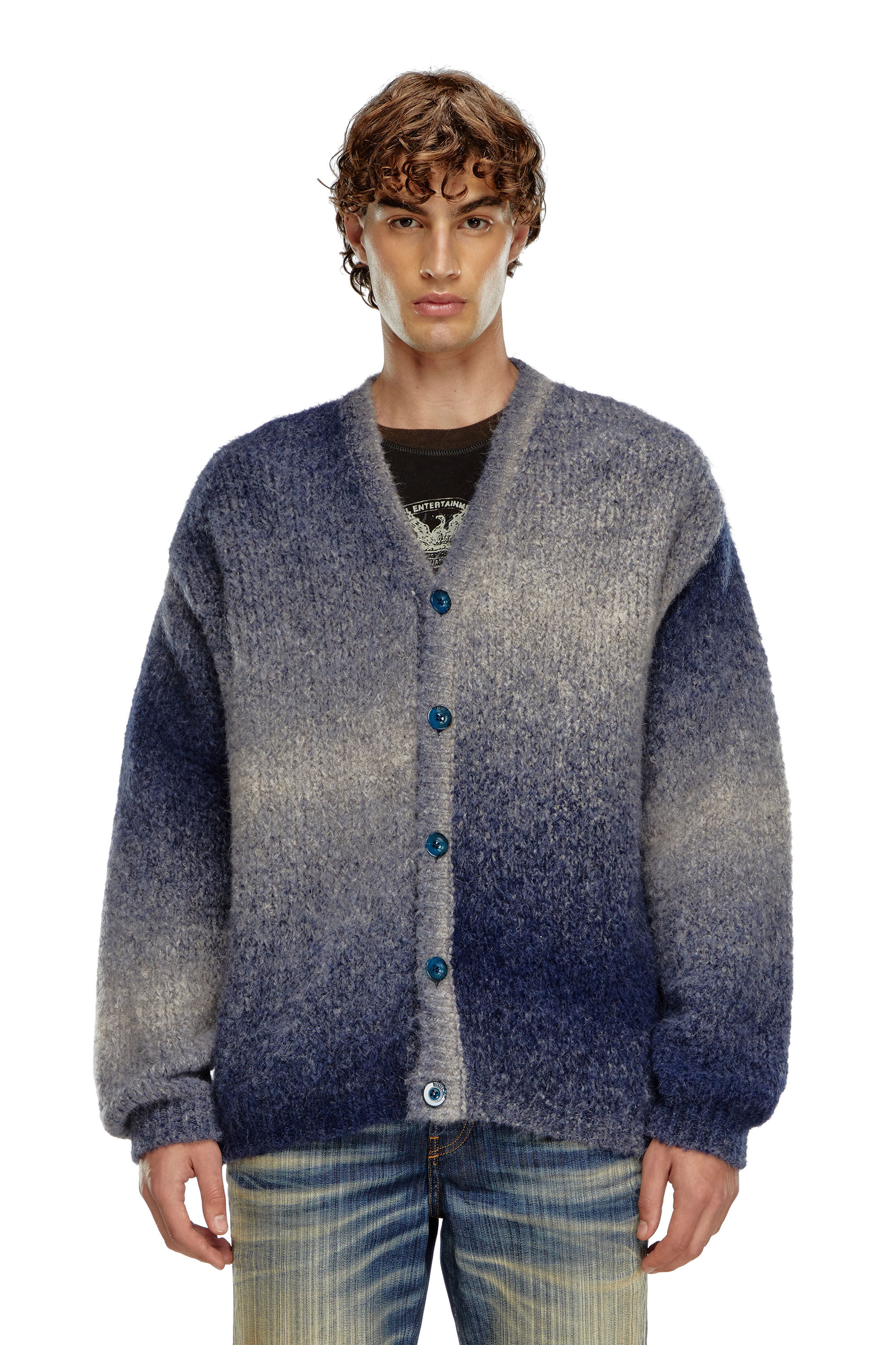 Diesel - K-RAMARRO, Man's Dégradé cardigan in alpaca blend in Blue - 3