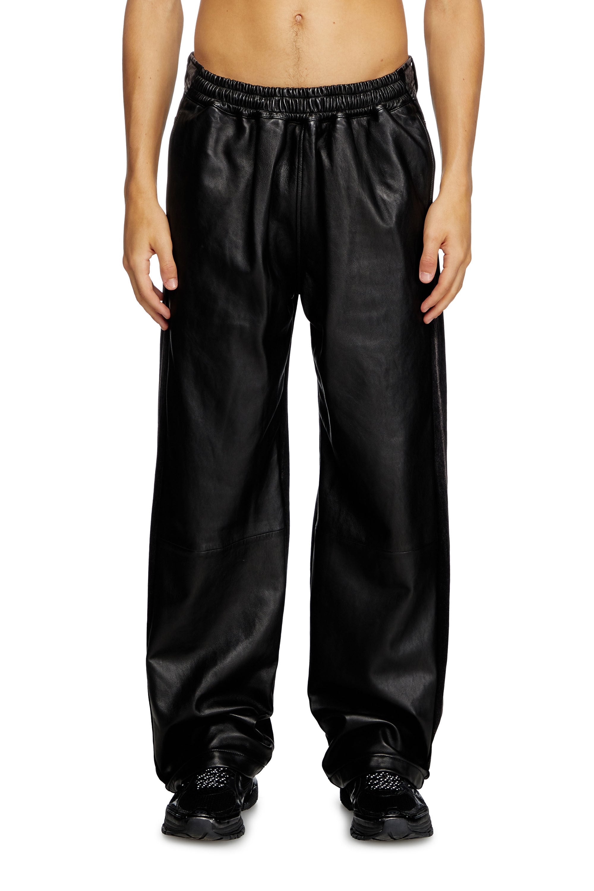 Men's Hybrid denim and leather pants | Black | Diesel EE