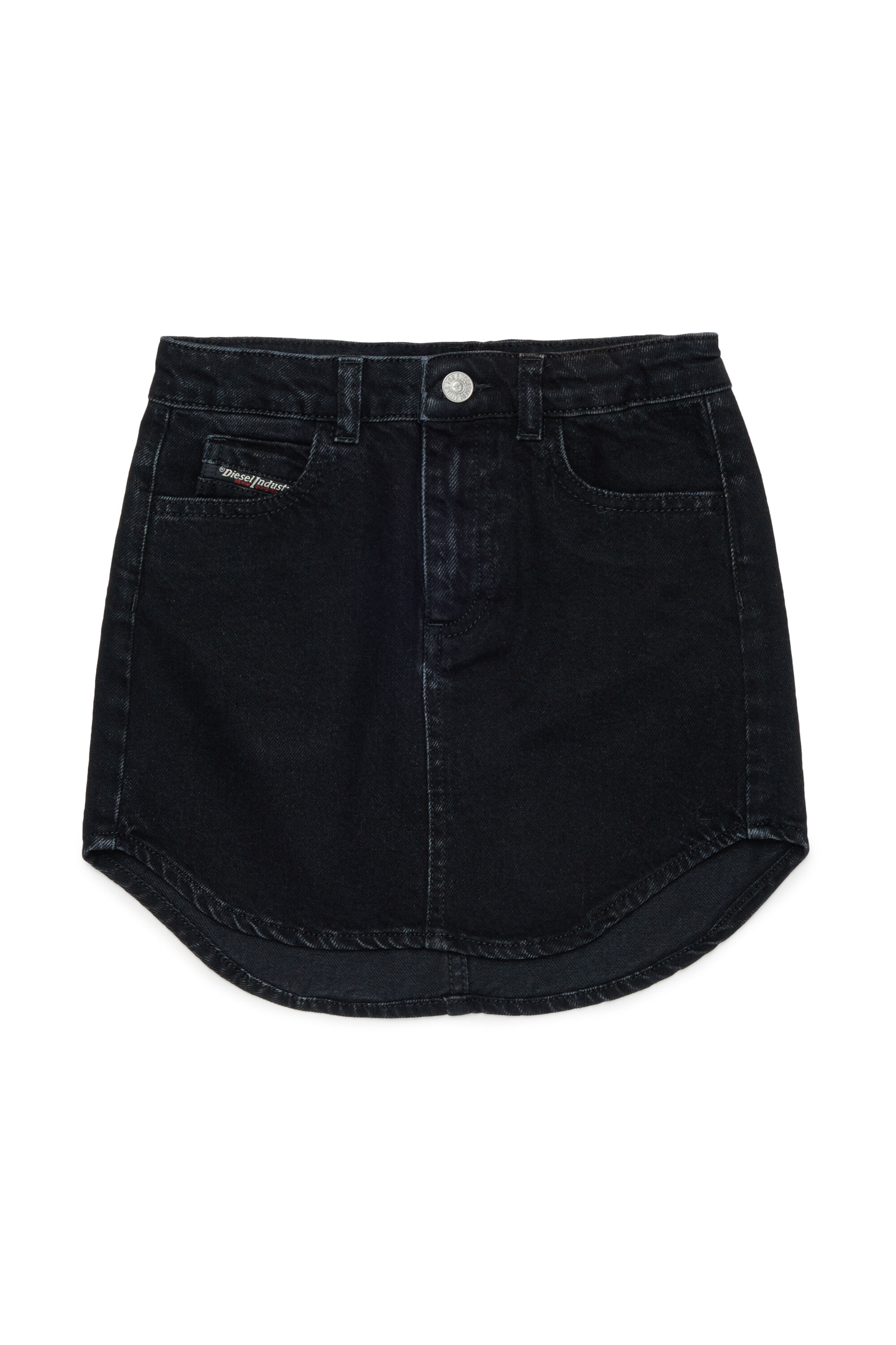 Diesel - GEARD, Woman's Denim mini skirt with curved hem in Black/Dark grey - 1