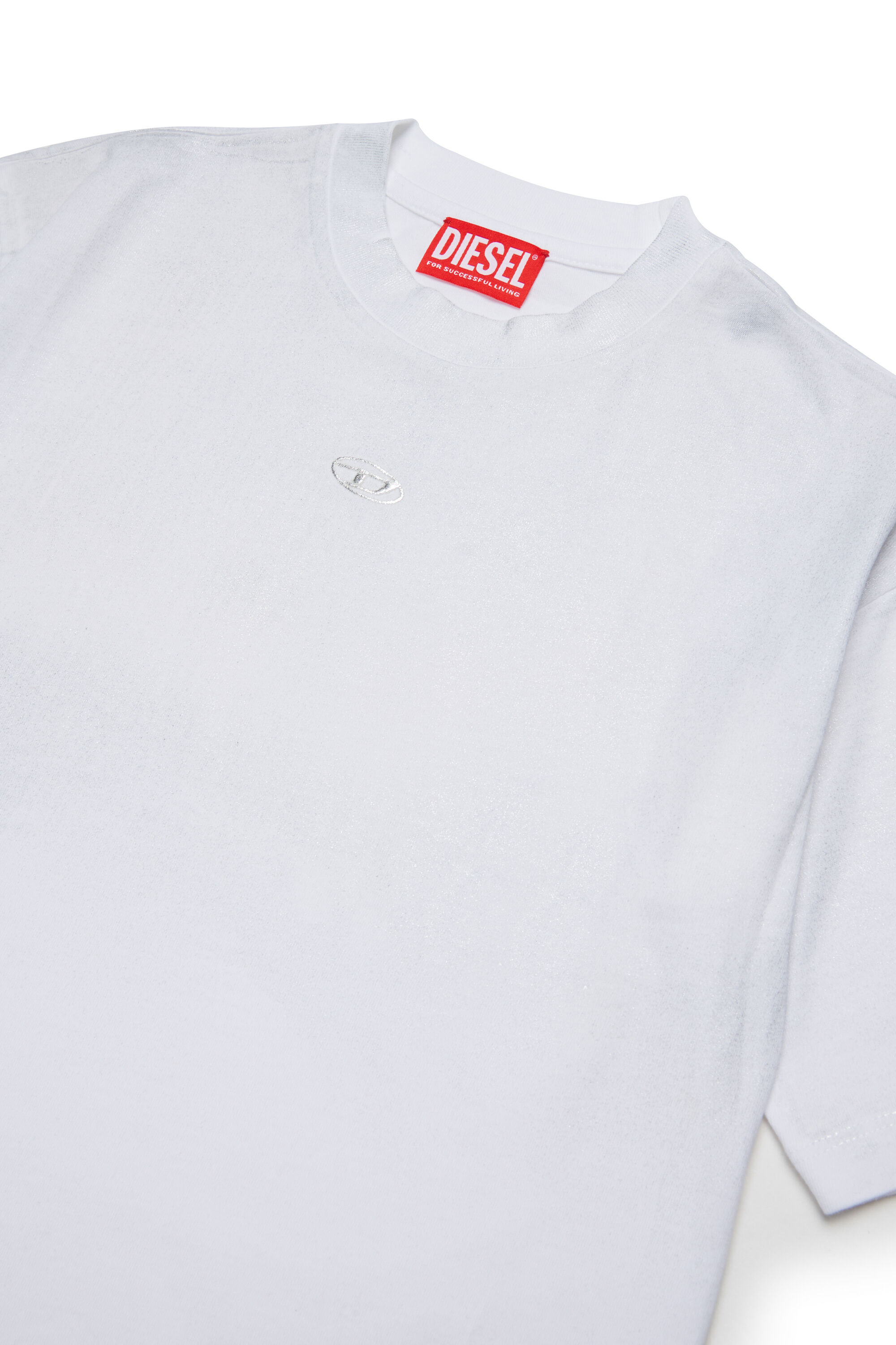 Diesel - TANORMYS2, Woman's Cotton T-shirt with tonal Oval D embroidery in White - 3