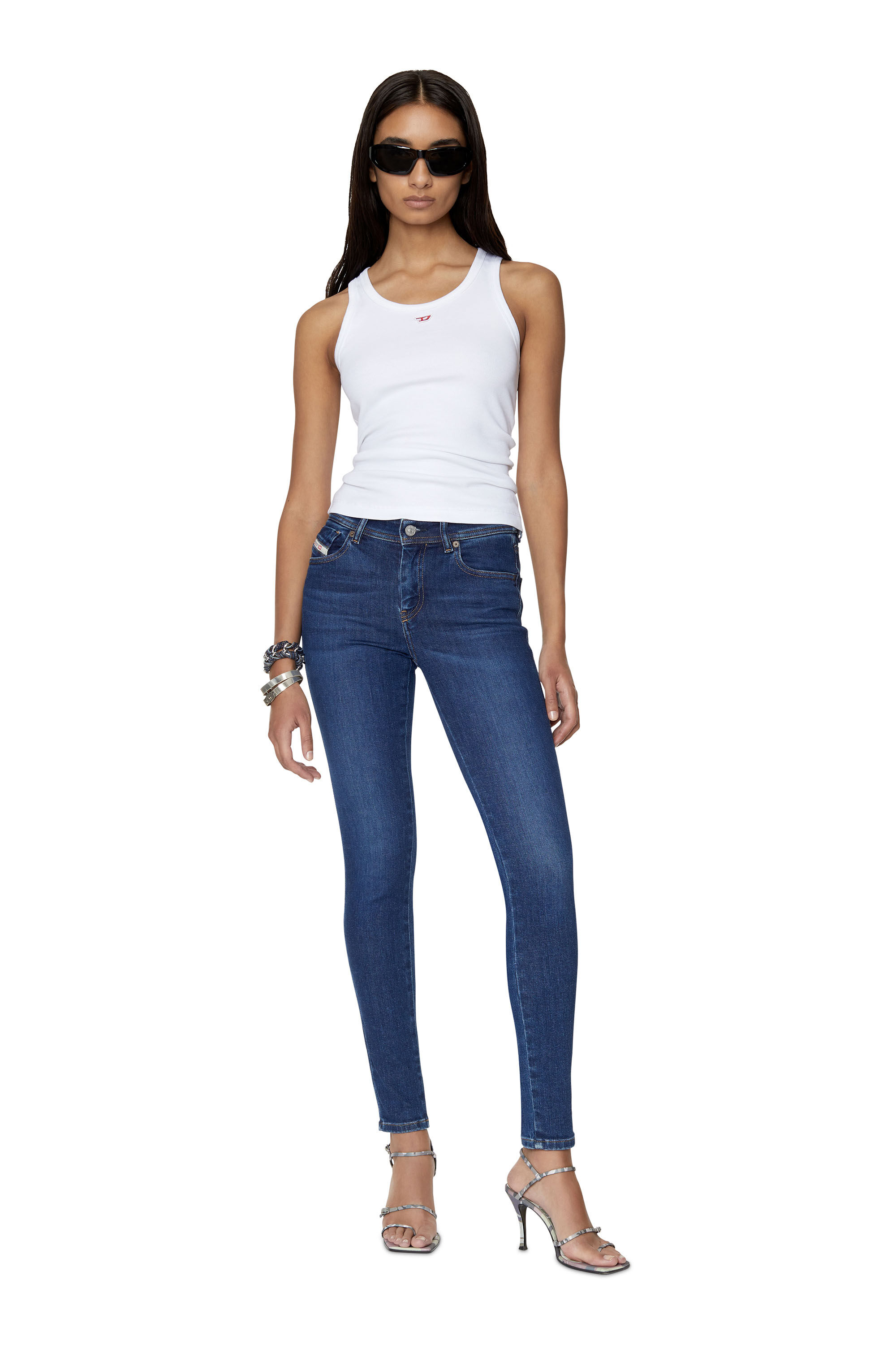 2017 SLANDY Woman Super skinny dark blue stretch Jeans Diesel