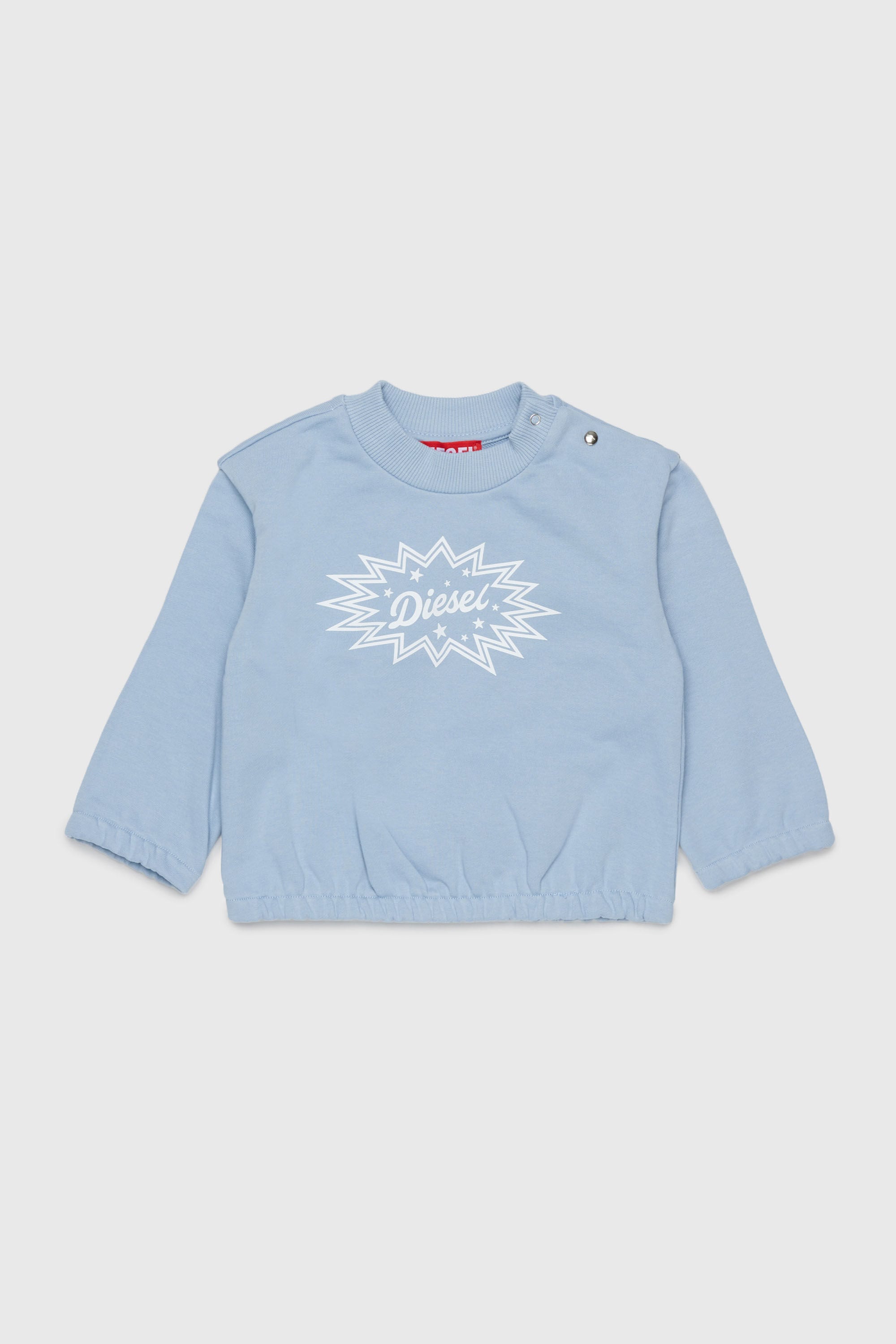 Diesel - SFUMB, Woman's Cotton sweatshirt with starburst logo print in Light Blue - 1