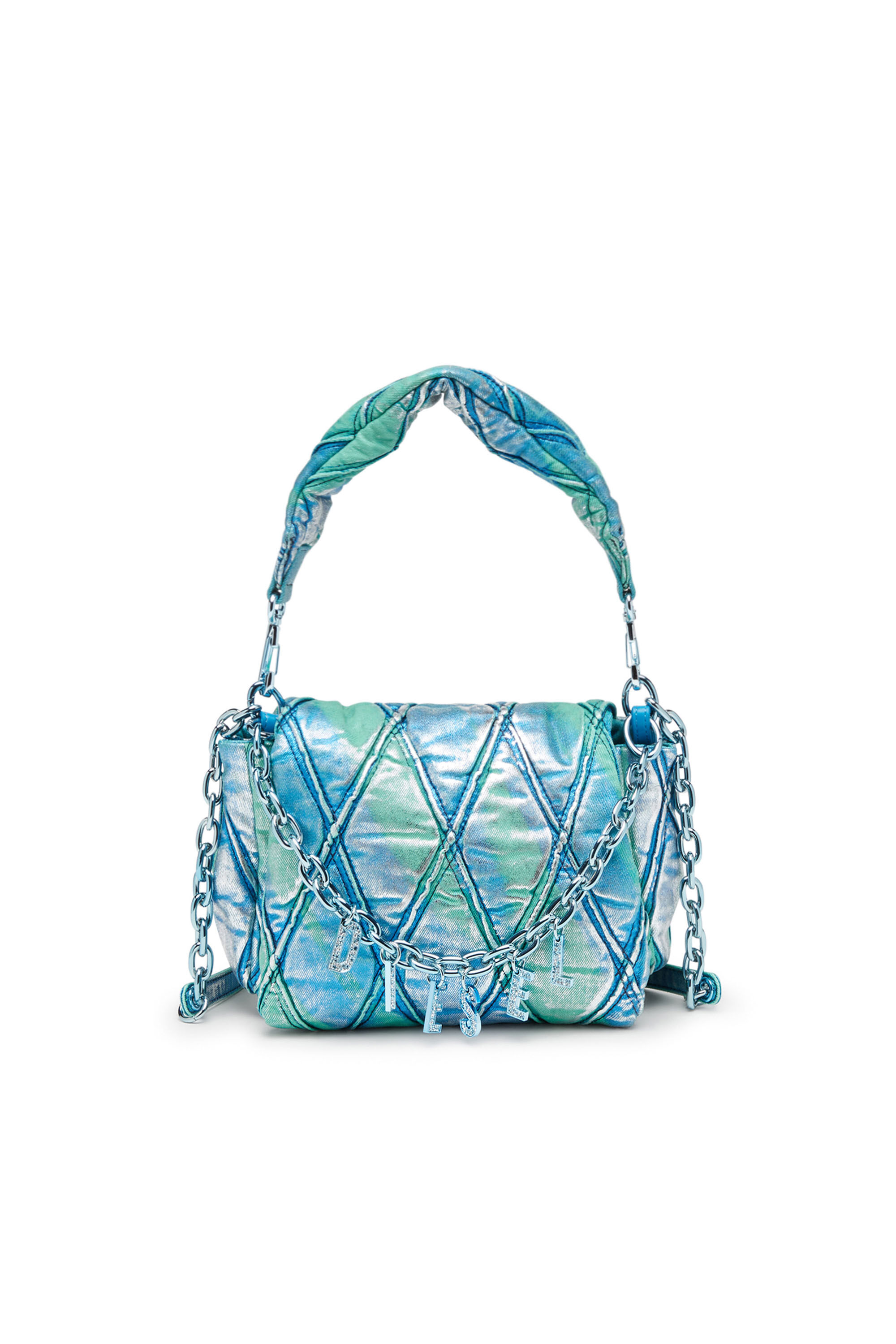 Diesel - CHARM-D SHOULDER S, Woman's Charm-D S-Small handbag in quilted pop colour denim in Azure - 1