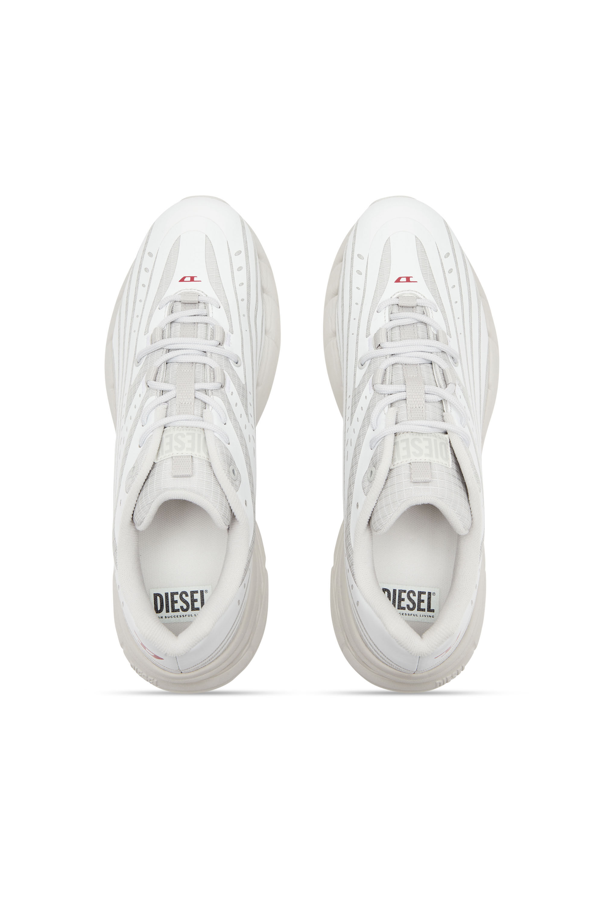 Diesel - D-AIRSPEED LOW W, Woman's D-Airspeed Low-Striped sneakers in coated ripstop in White/Grey - 4