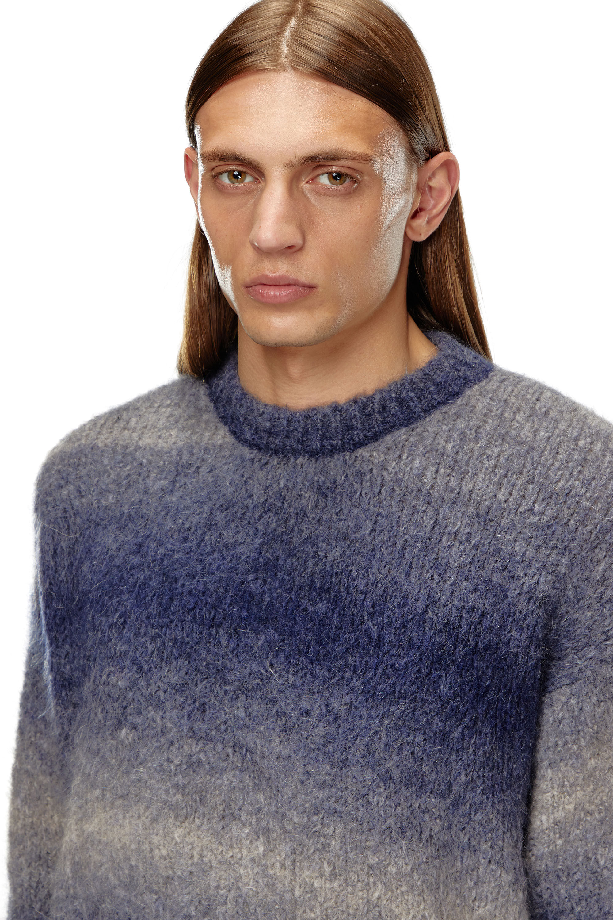 Diesel - K-RASTA, Man's Dégradé jumper in alpaca blend in Dark Blue - 5