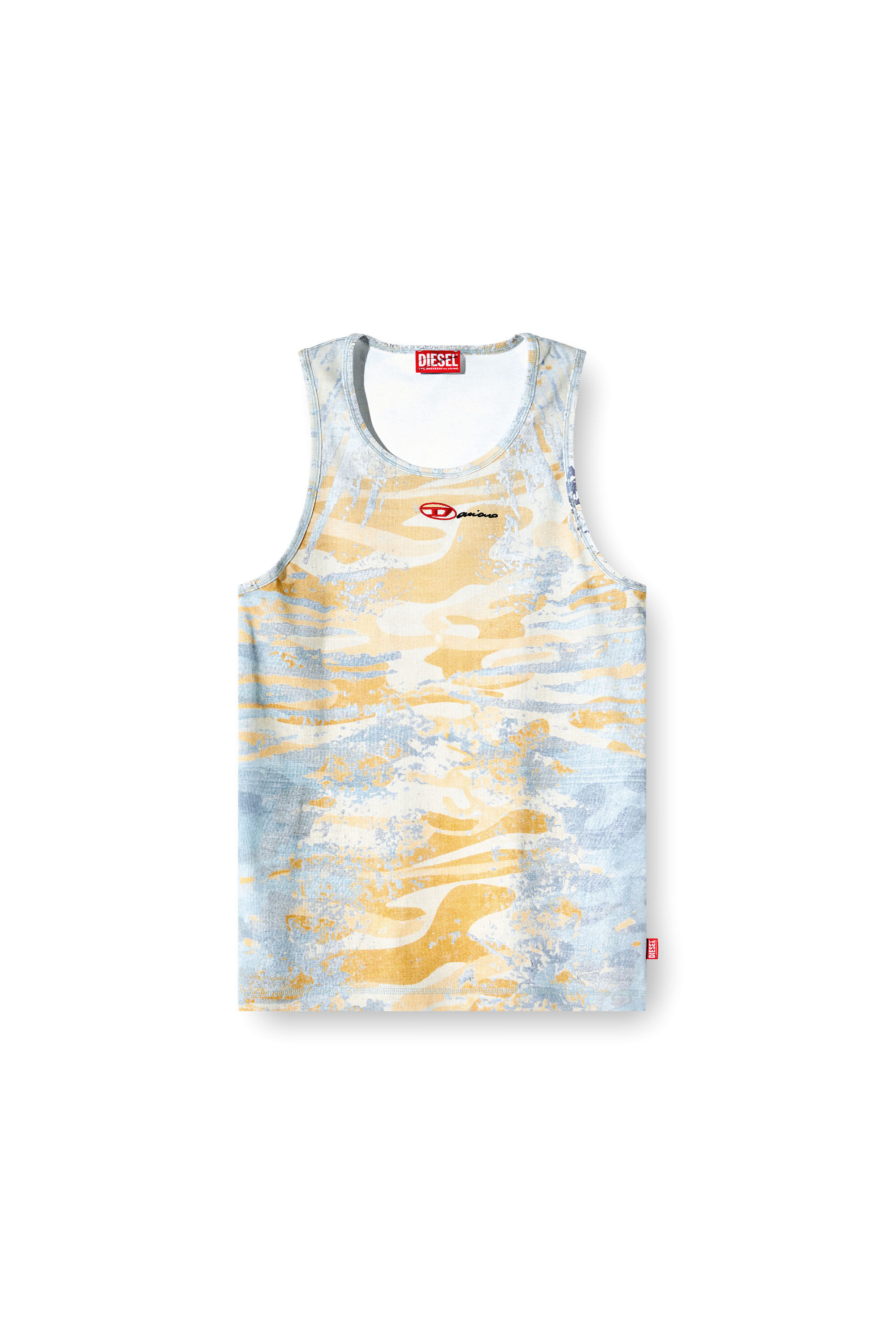 Diesel - T-LIFTY-DD, Unisex's Camo tank top in stretch cotton in Blue/Yellow - 2