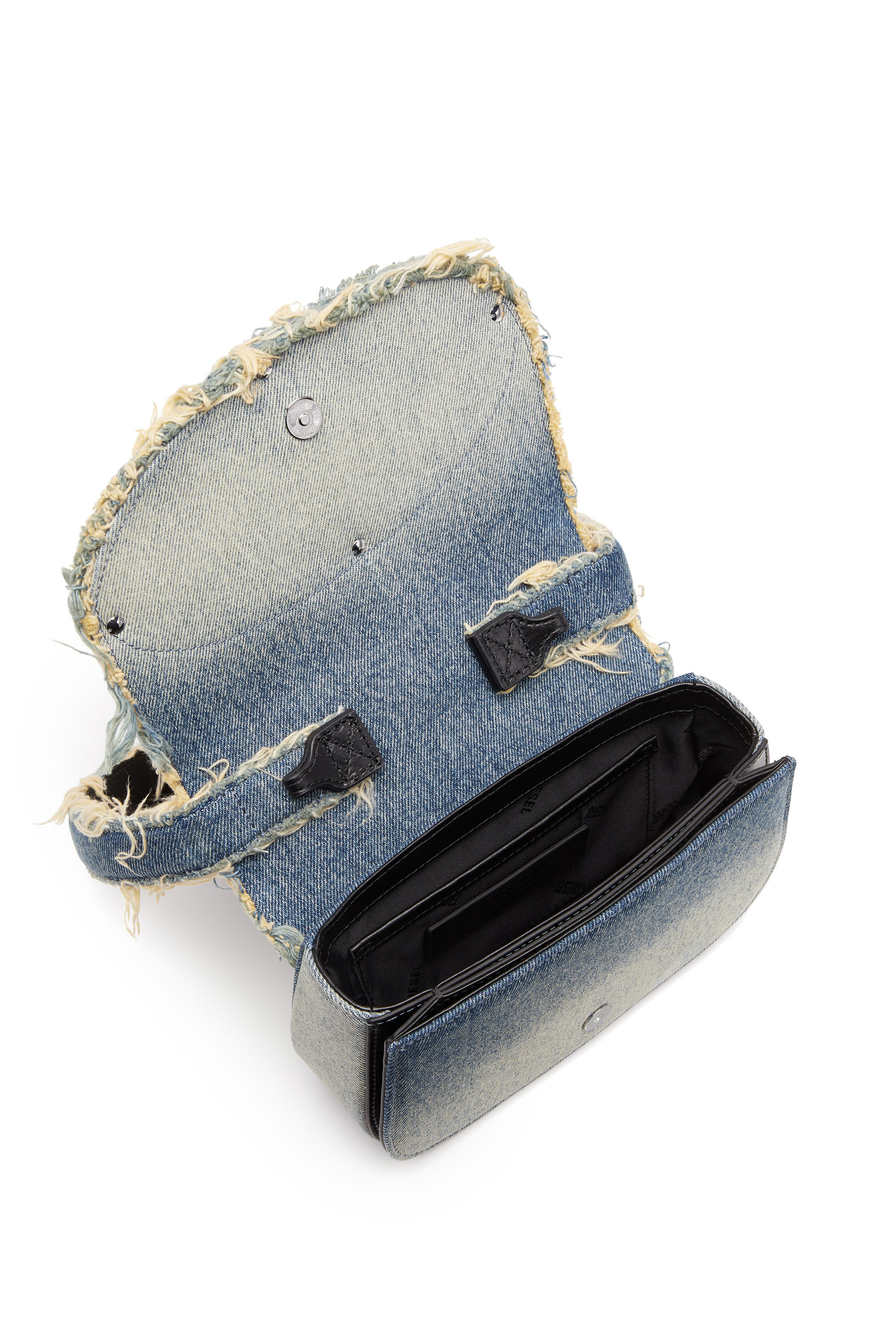 Diesel - 1DR, Woman's 1DR-Iconic shoulder bag in denim and crystals in Blue - 5