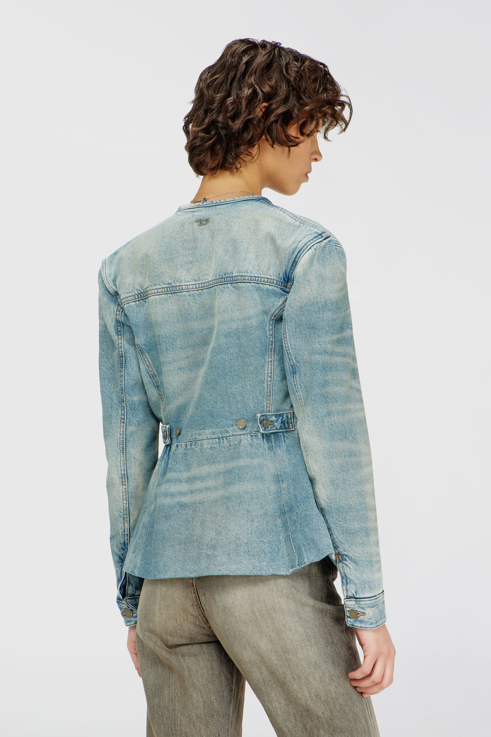 Diesel - DE-CALION-S1, Woman's Collarless denim jacket in Light Blue - 4