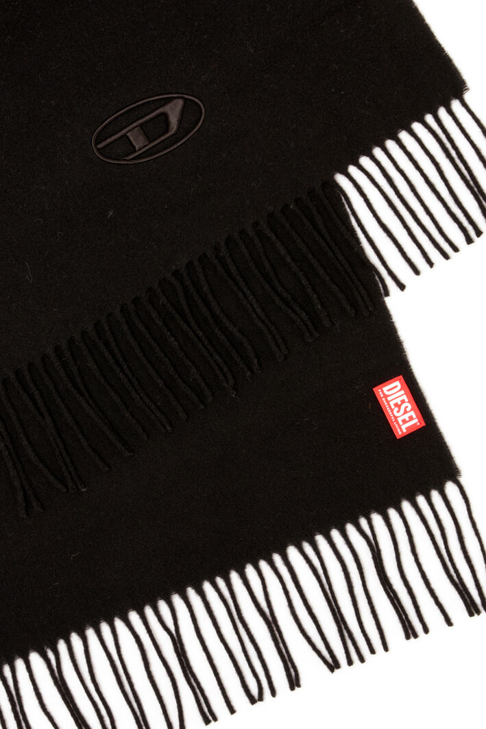 Diesel - S-IMON-D-LONG, Man's Wool-blend scarf with fringed edges in Black - 3