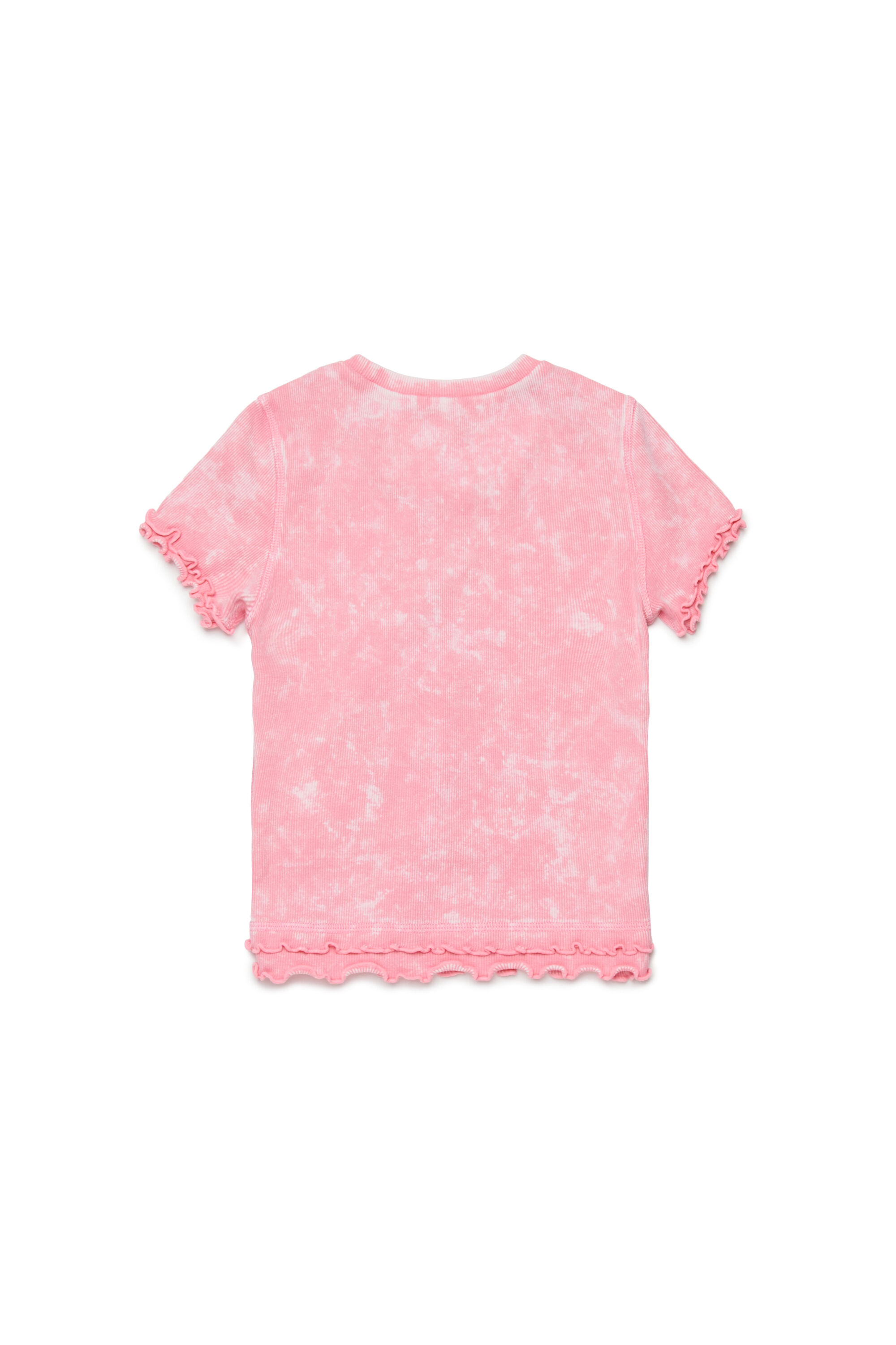Diesel - TAILIA, Woman's Ribbed T-shirt with frills in Pink - 2