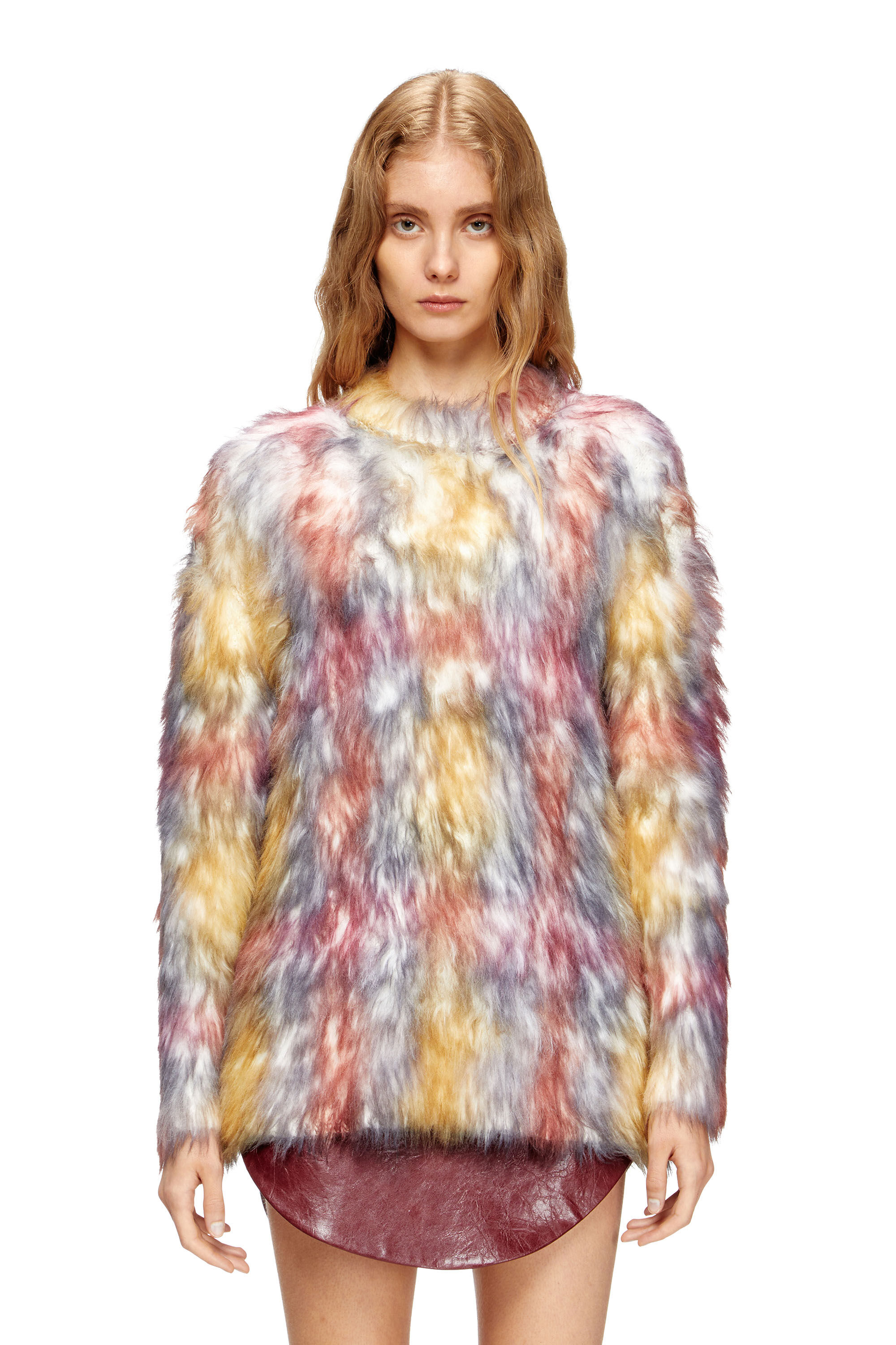 Diesel - M-BERRY, Woman's Fluffy jumper with check print in null - 3